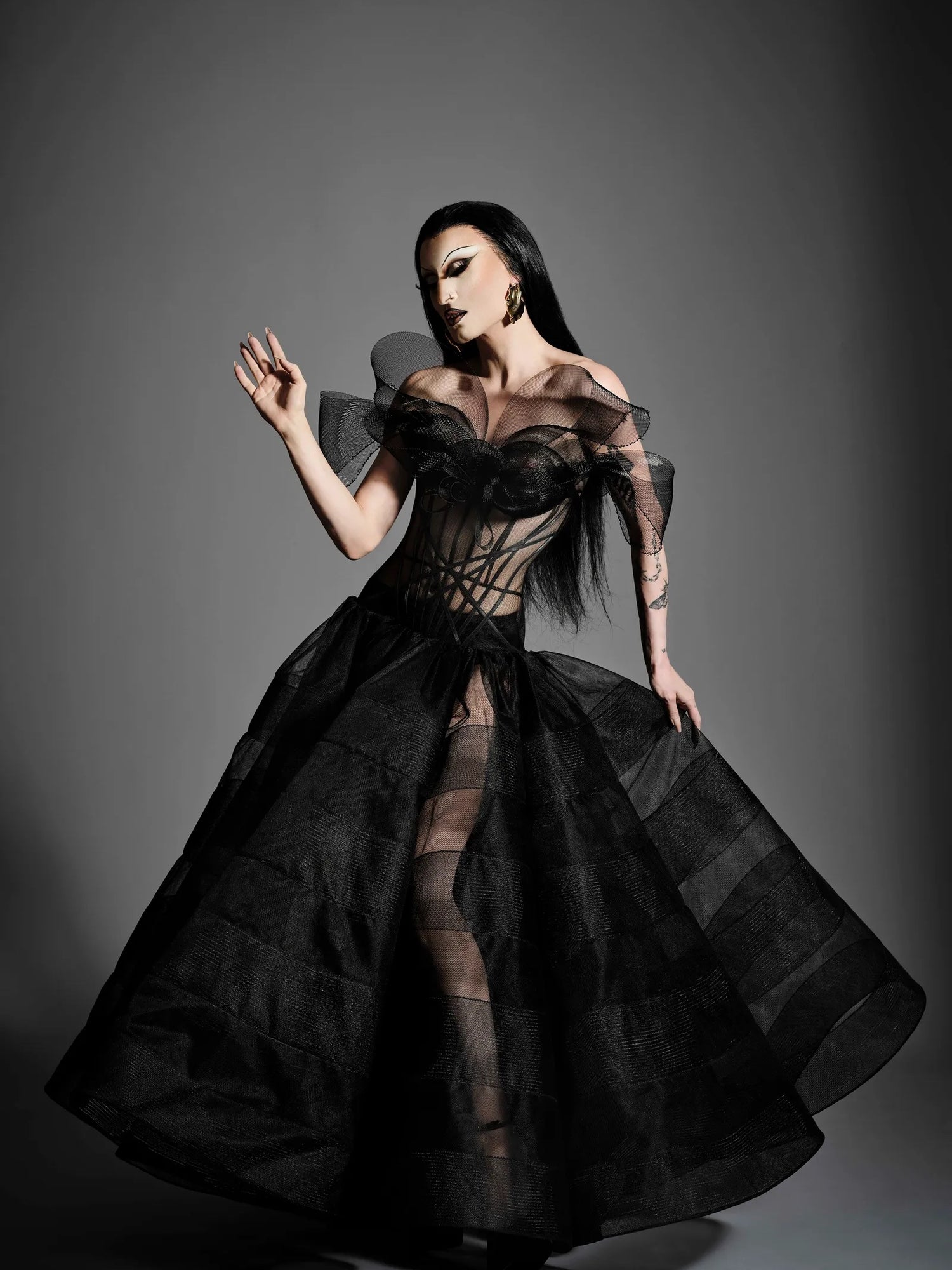 Black Corset Crinoline Gown