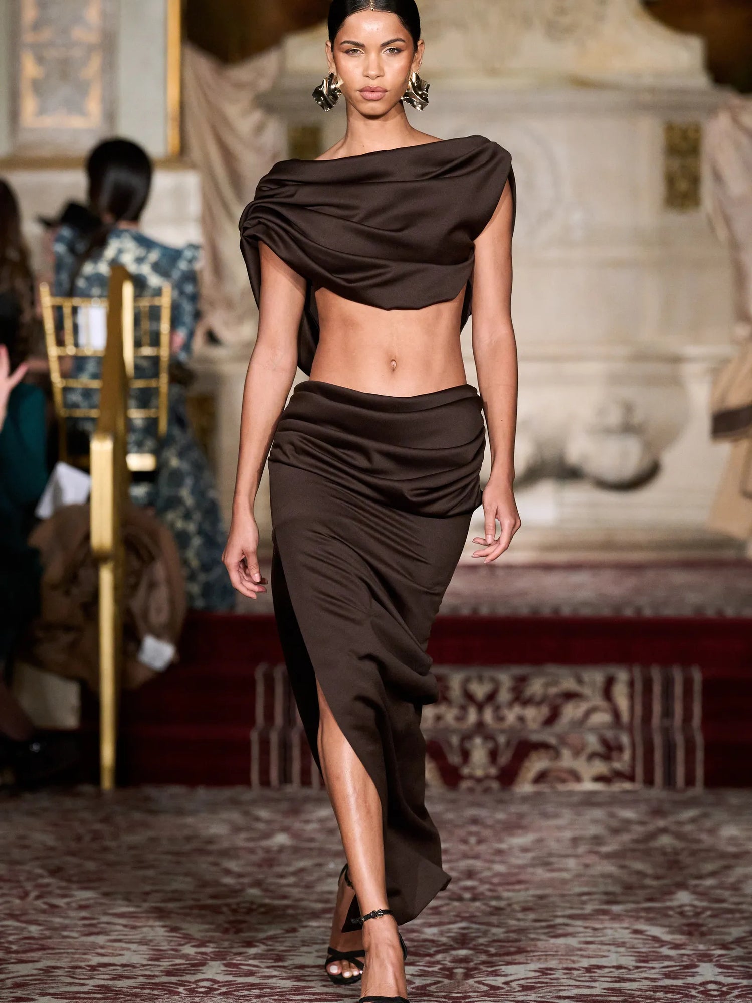 Dark Brown Draped Top