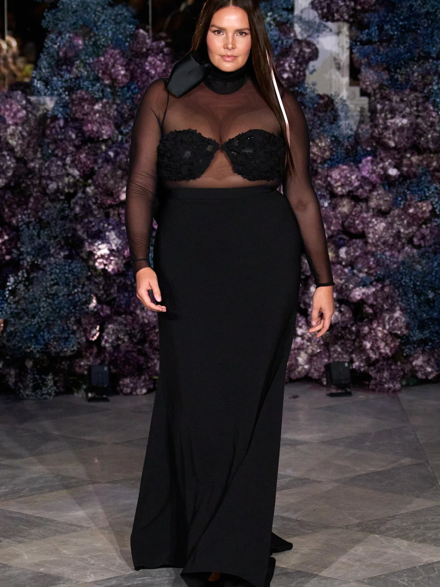 Mock Neck Mesh Top