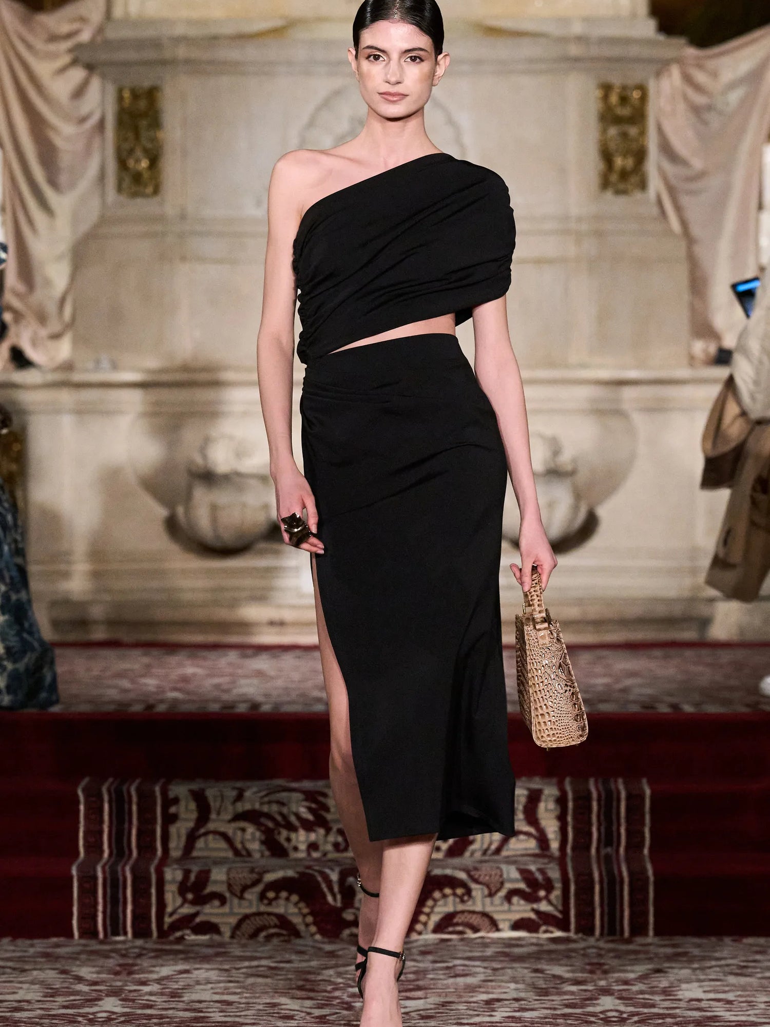 Single Shoulder Draped Cut Out Dress