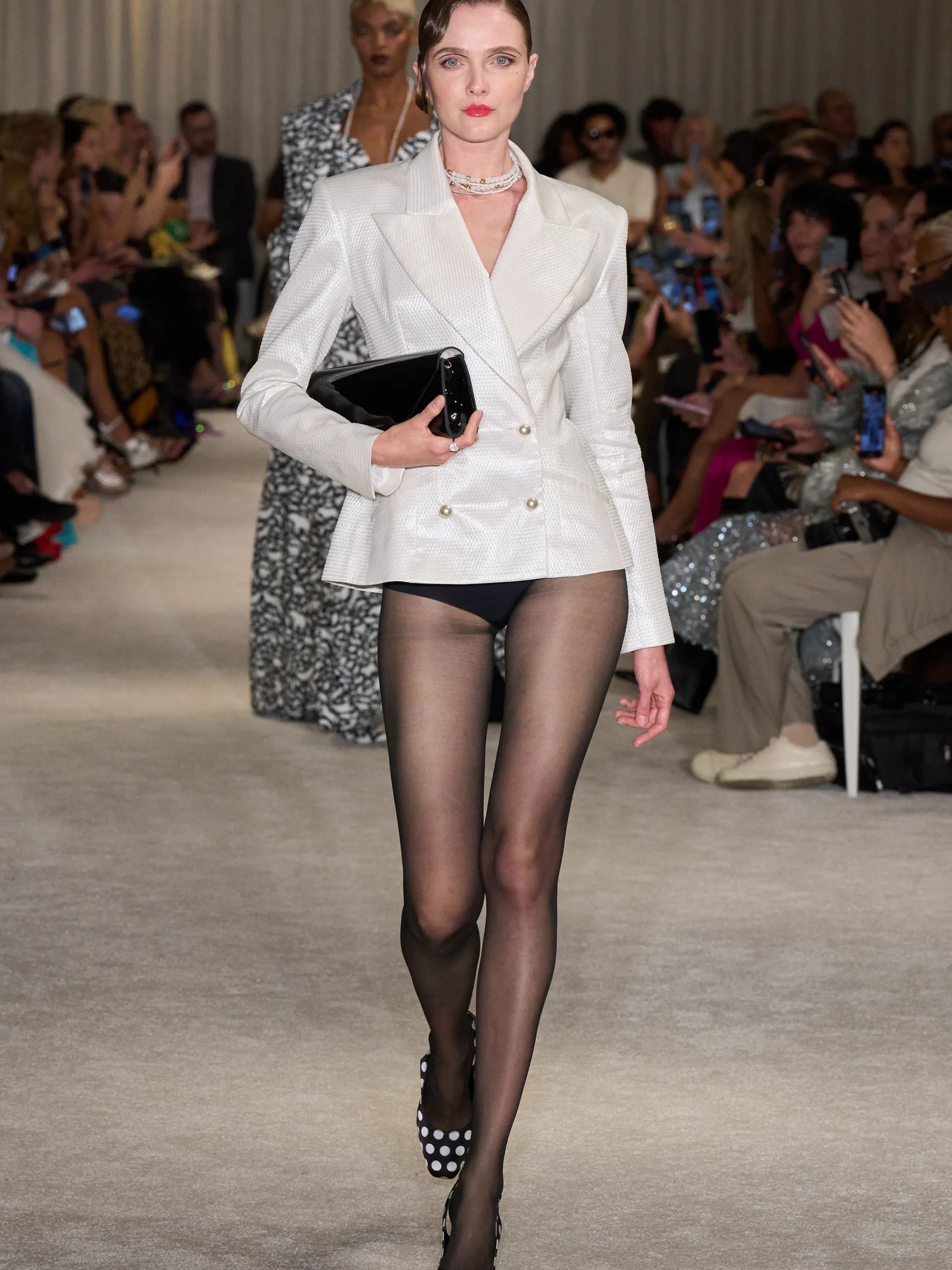 White Pearl Brocade Blazer