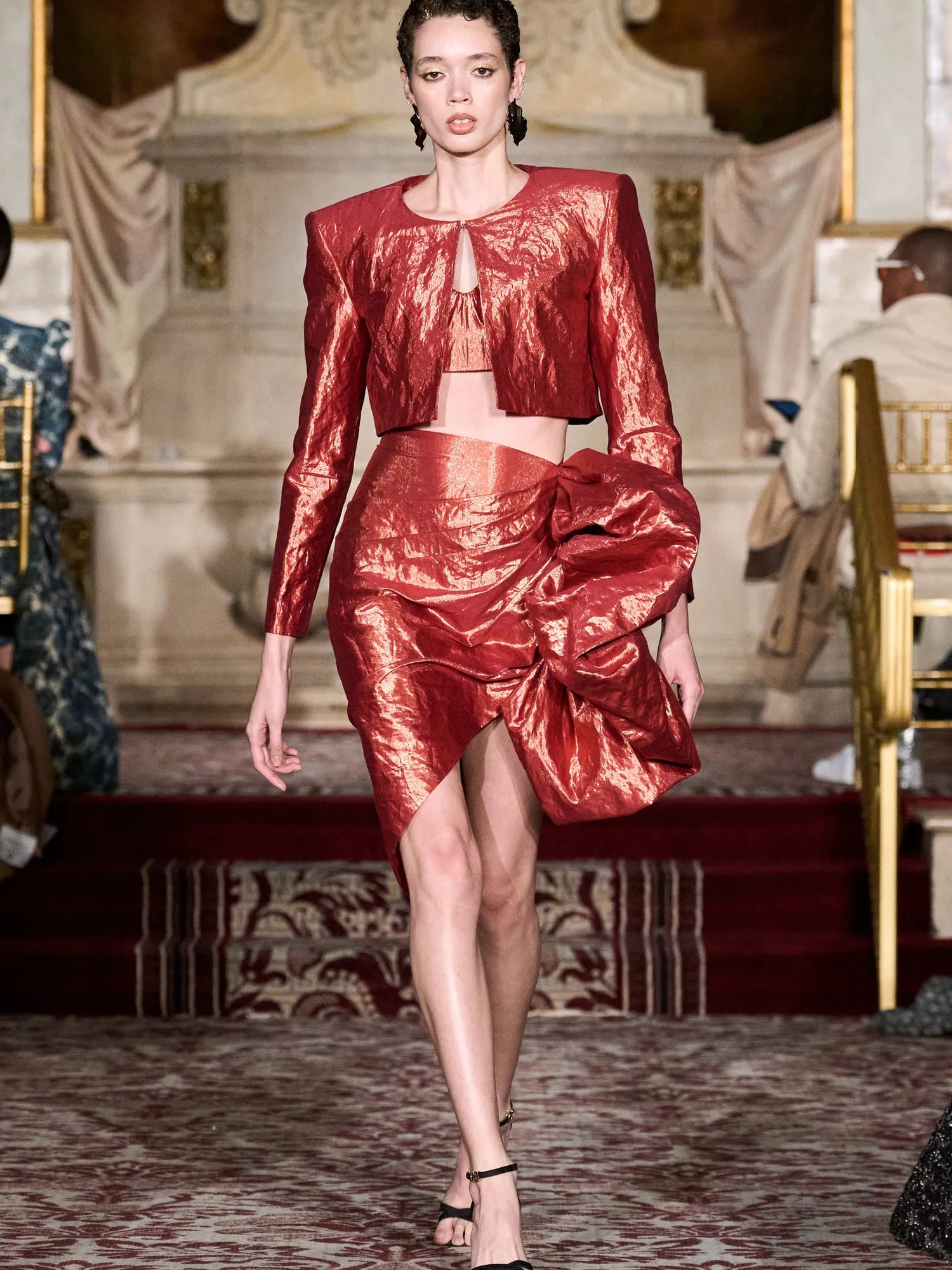 Iridescent Rust Asymmetric Bubble Skirt