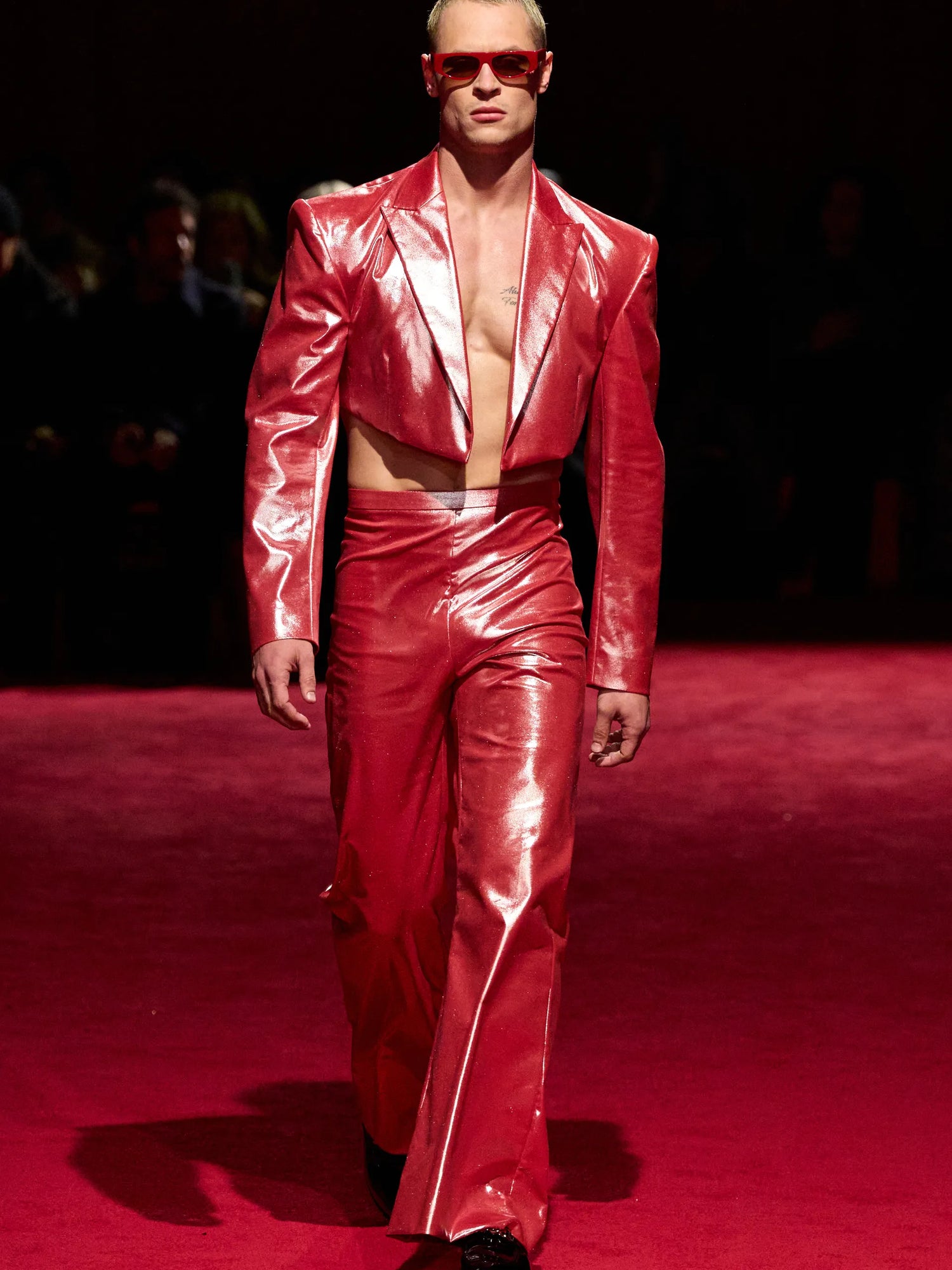 Red Iridescent Flare Trouser