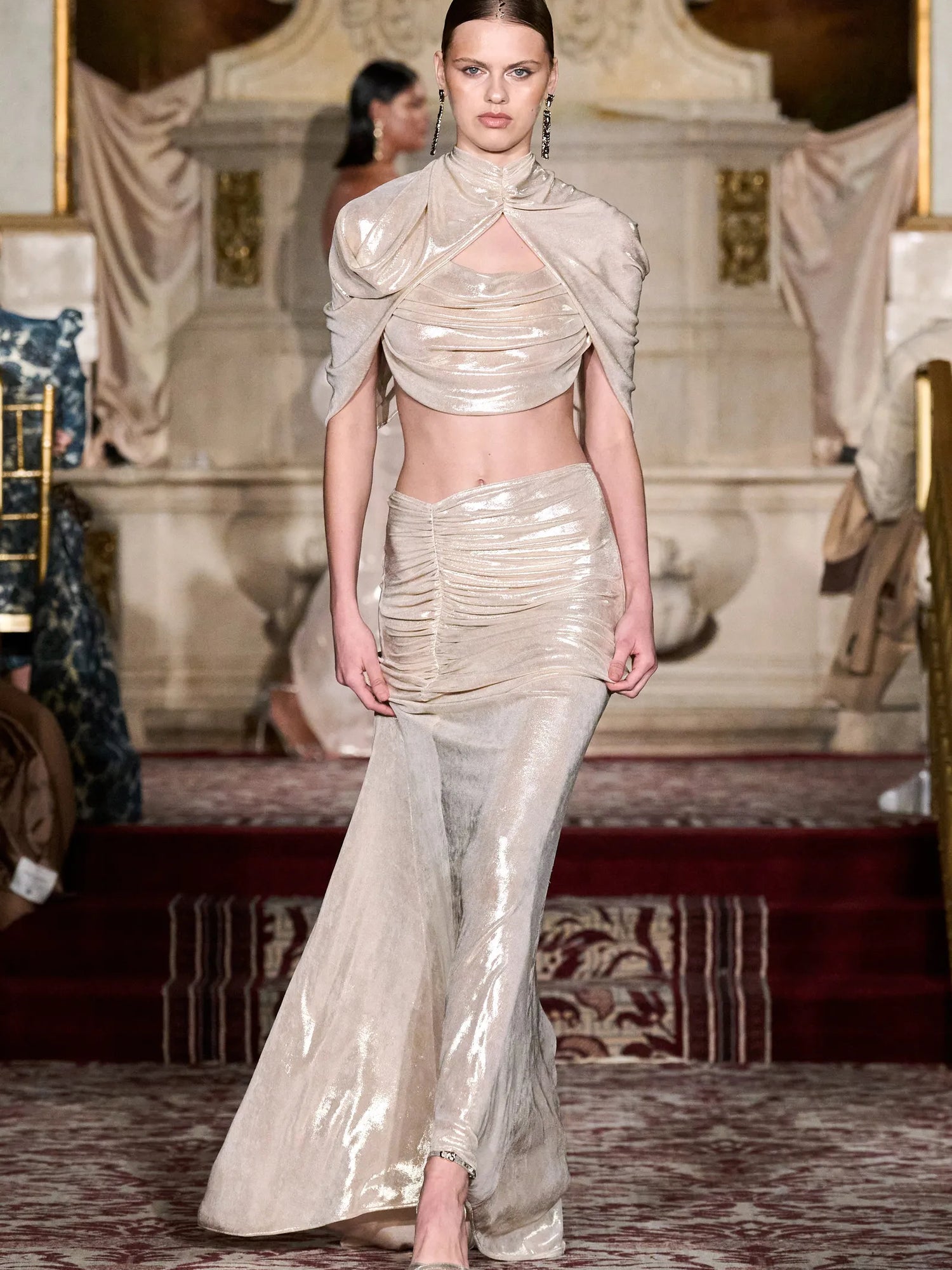 Iridescent Champagne Capelet Top