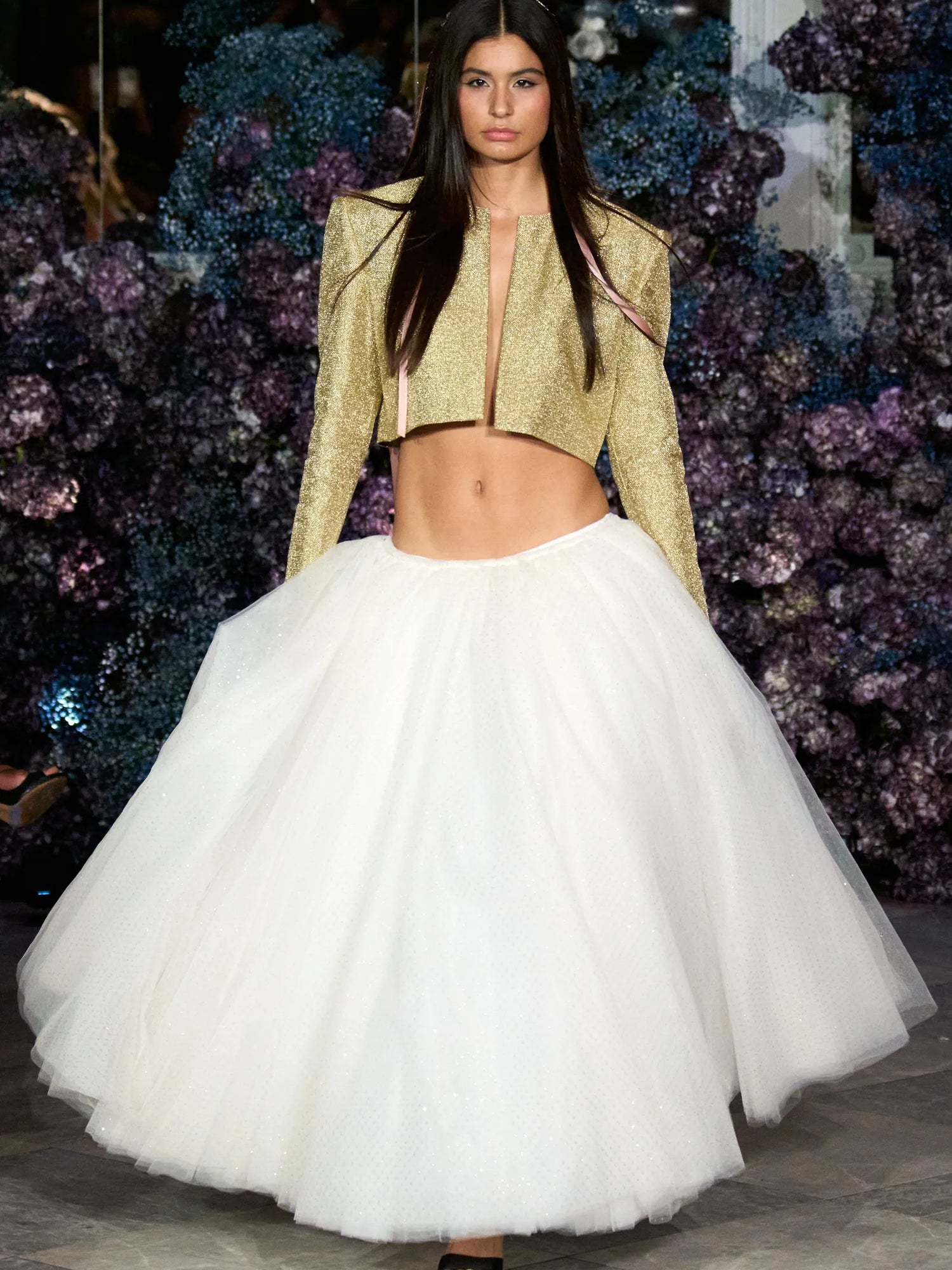 White and Gold Sparkle Tulle Skirt