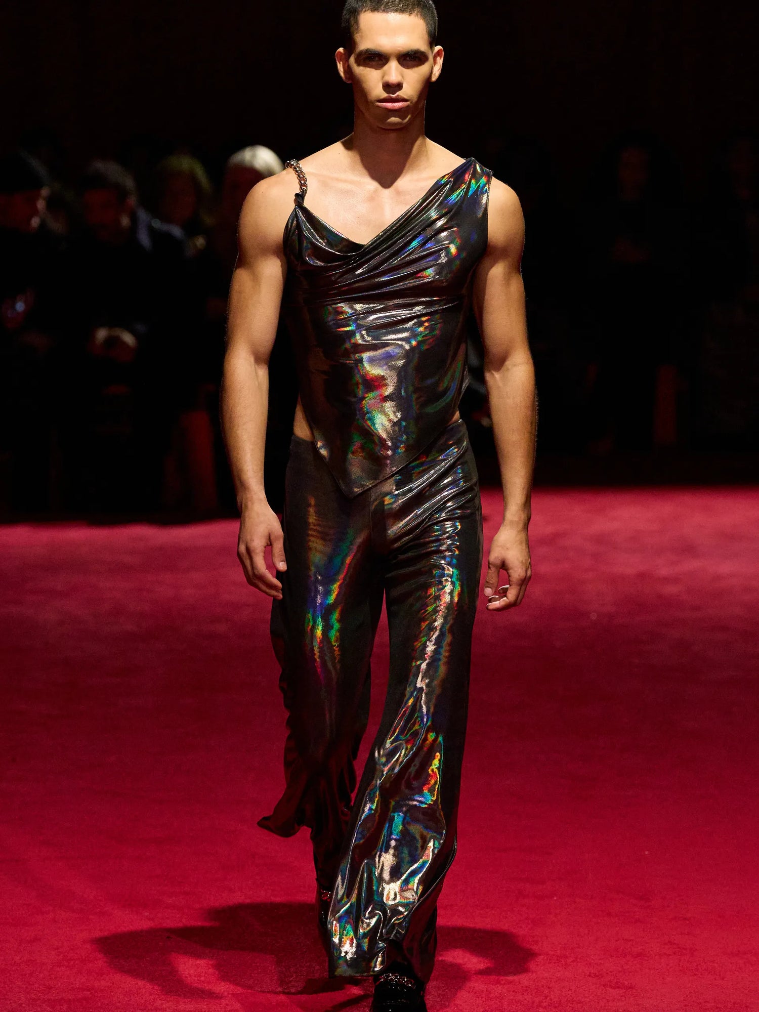 Oil Slick Sleeveless Draped Top