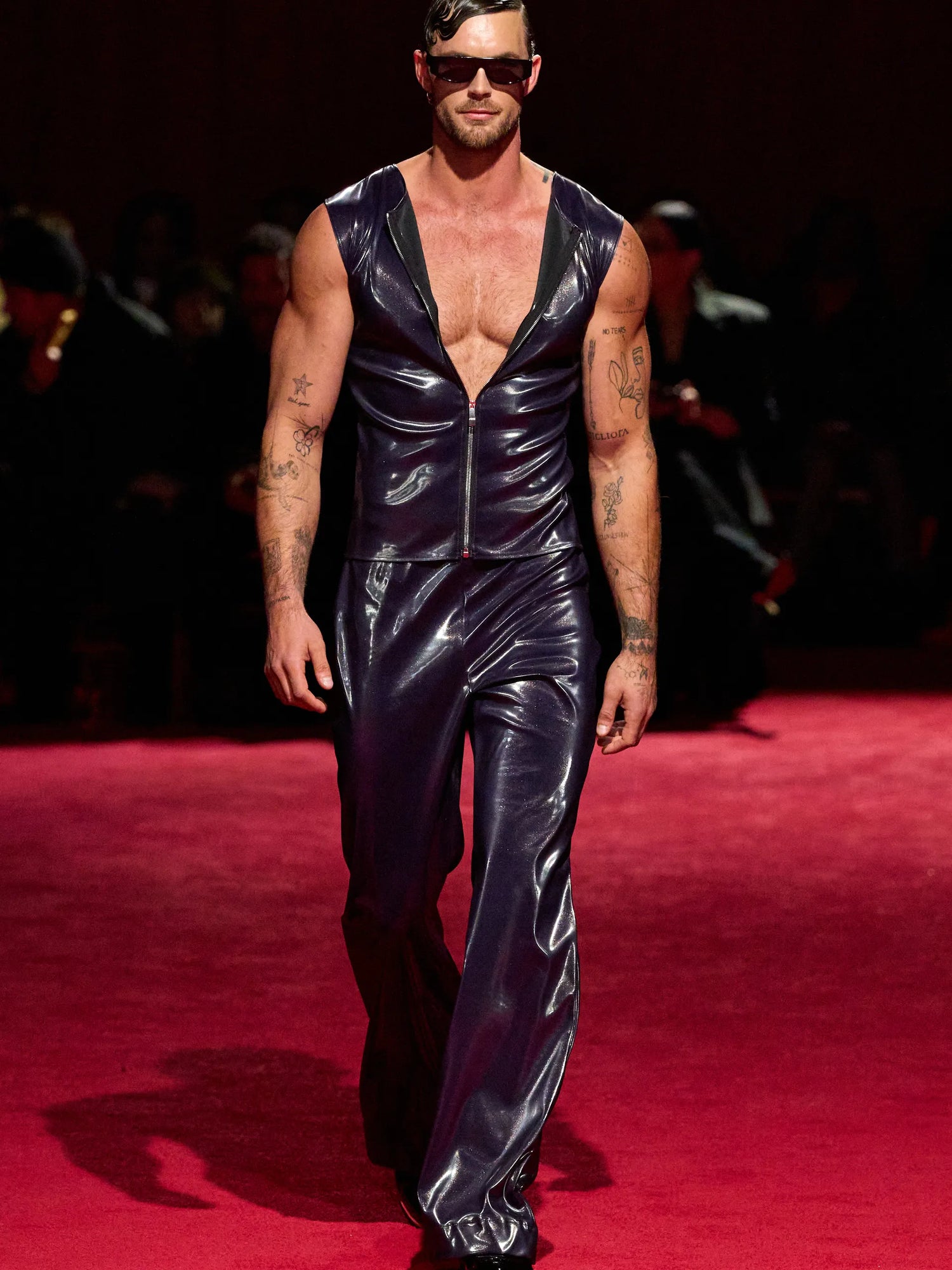 Purple Iridescent Patent Leather Flare Trouser