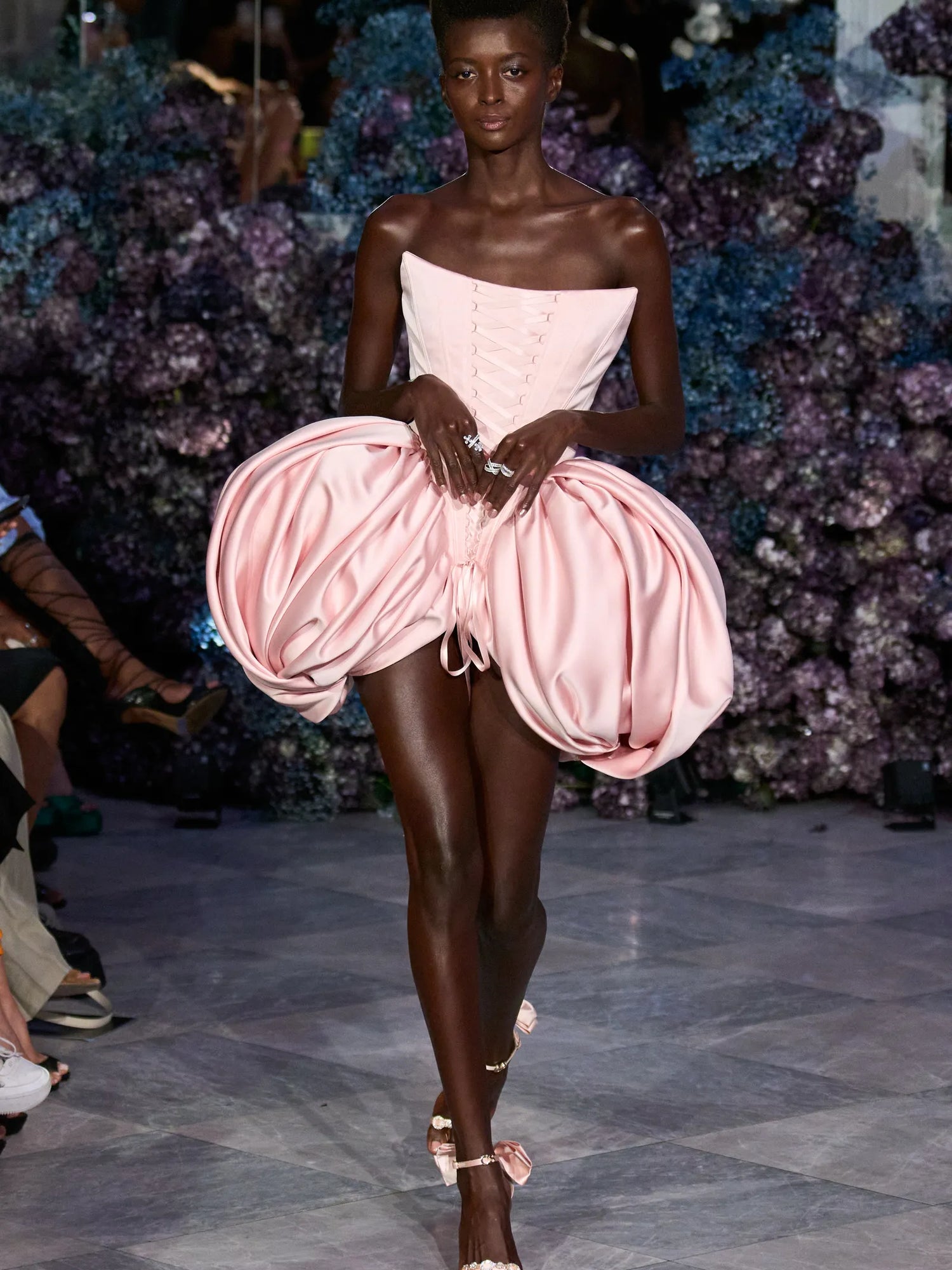 Lace Up Corset Bubble Mini Dress