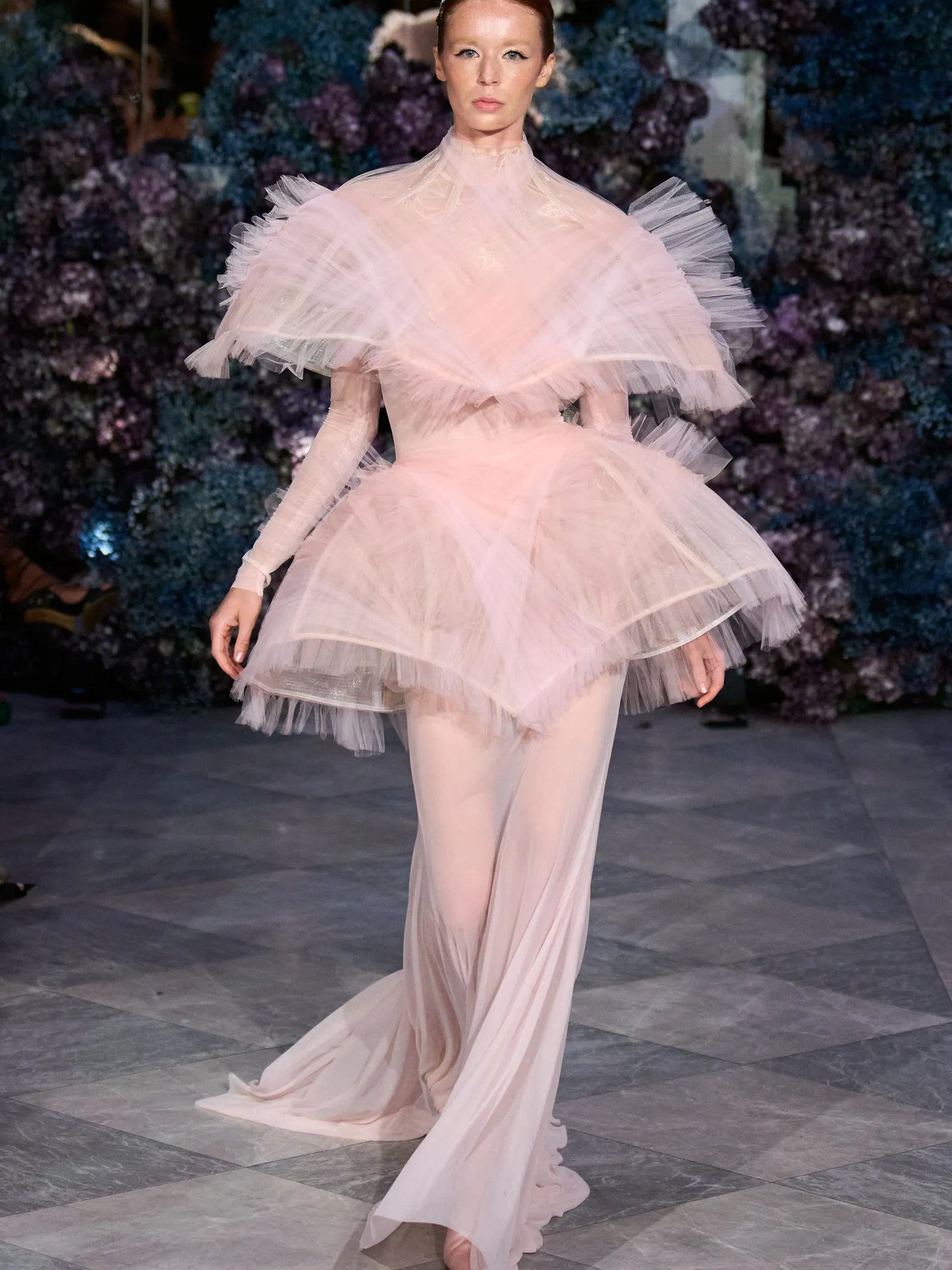 Structured Tulle and Mesh Gown