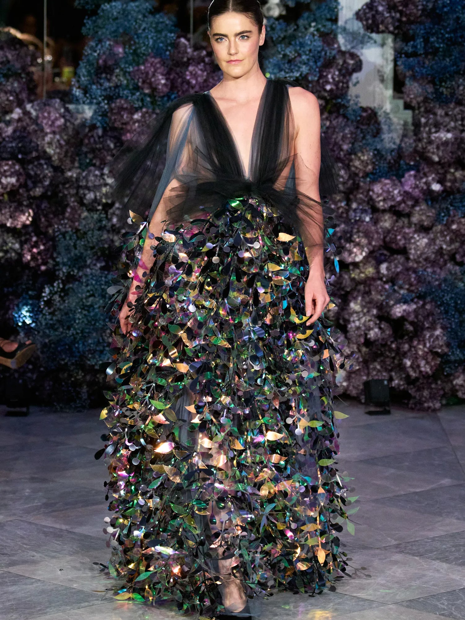 Tulle and Iridescent Ribbon Gown