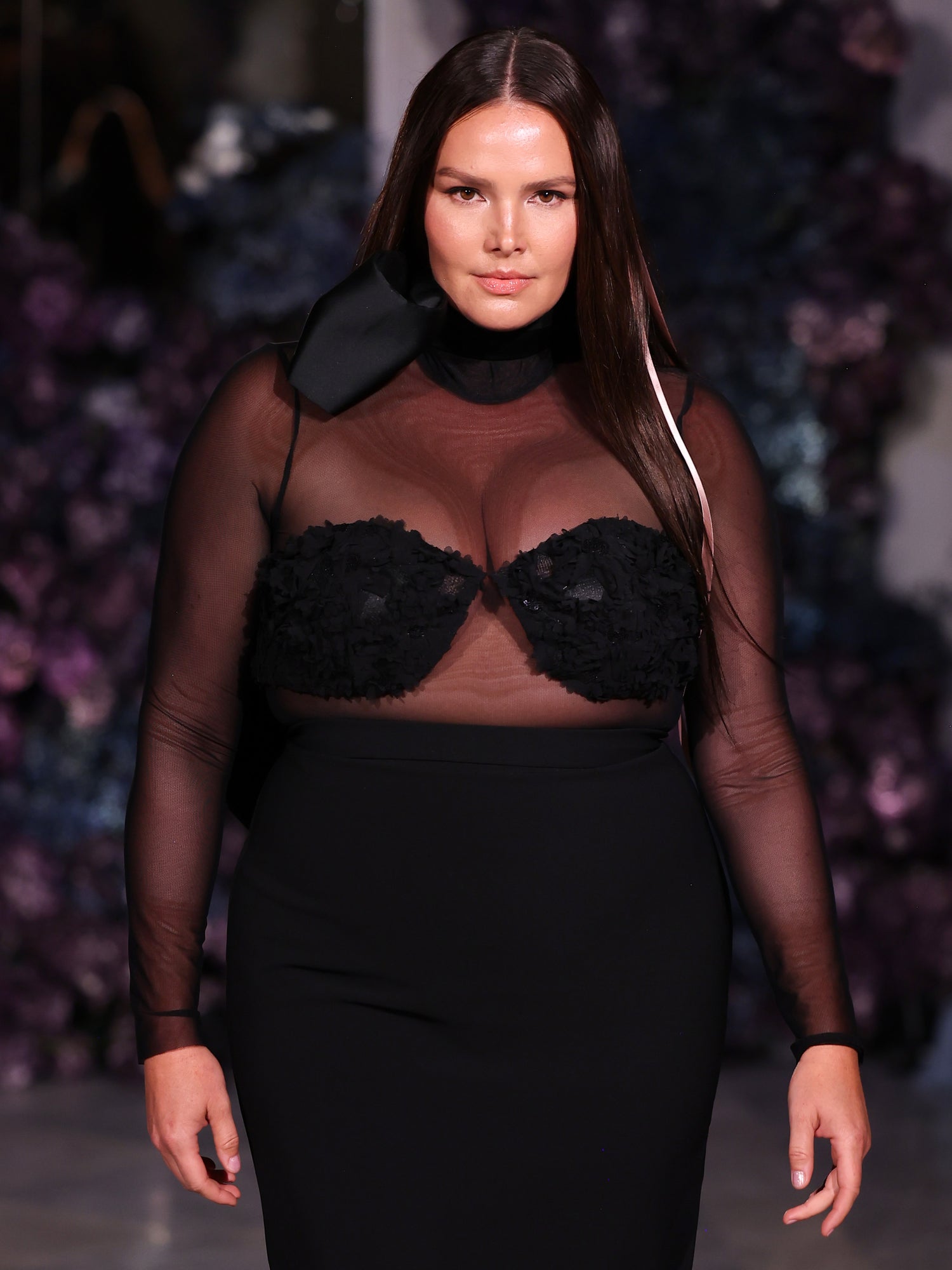 Mock Neck Mesh Top