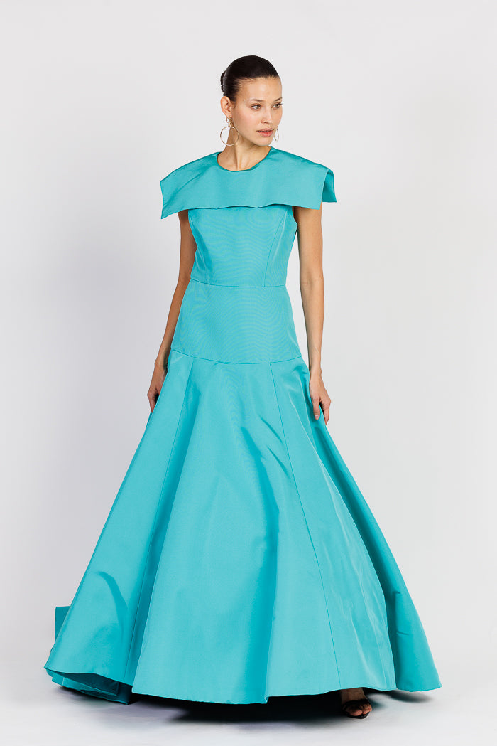 Turquoise Silk Faille Gown