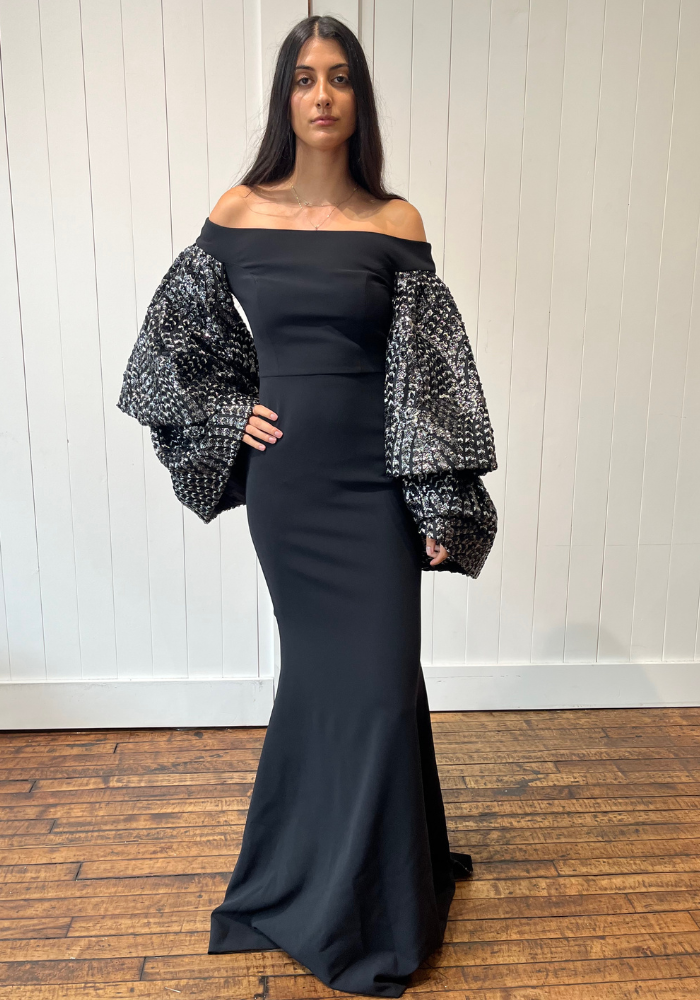 Sequin Sleeve Gown