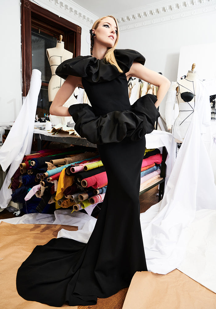 Sculpted Neck and Peplum Gown