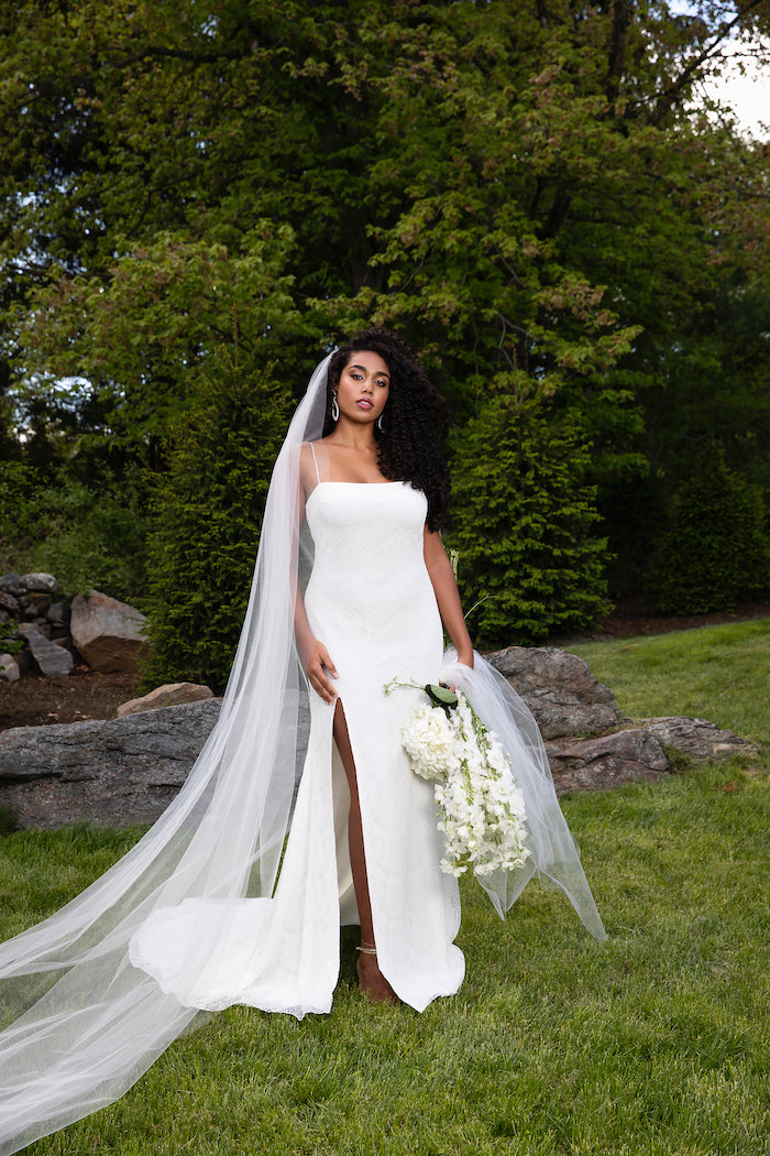 Lace High Slit Slip Gown