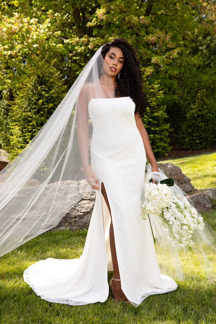 Lace High Slit Slip Gown