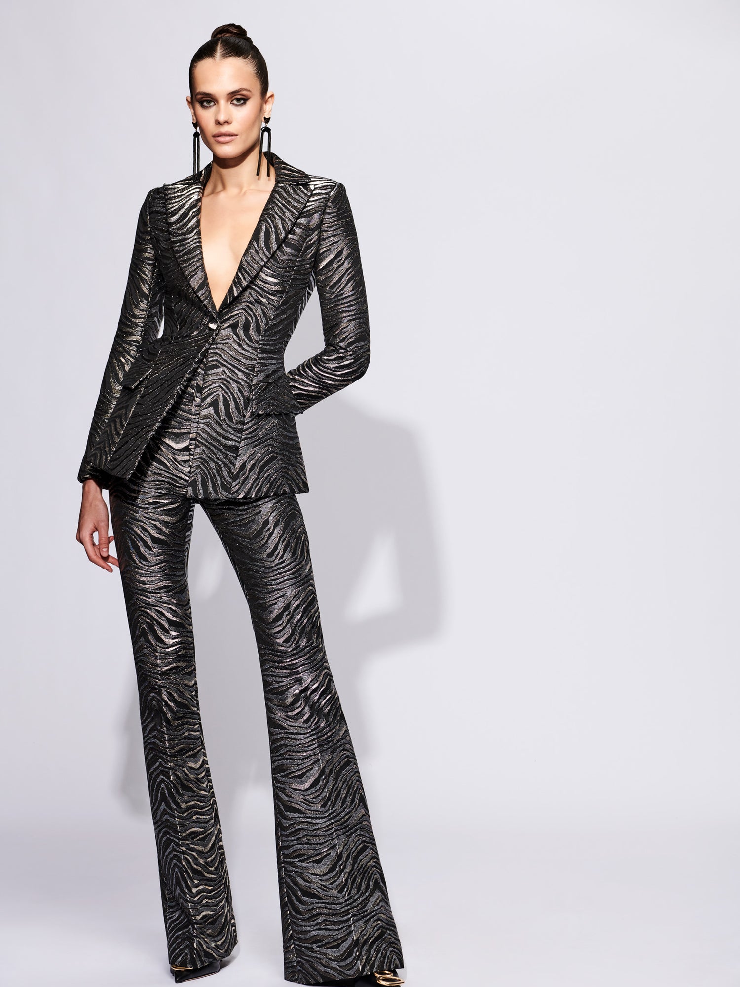 Midnight Metallic Zebra Print Blazer