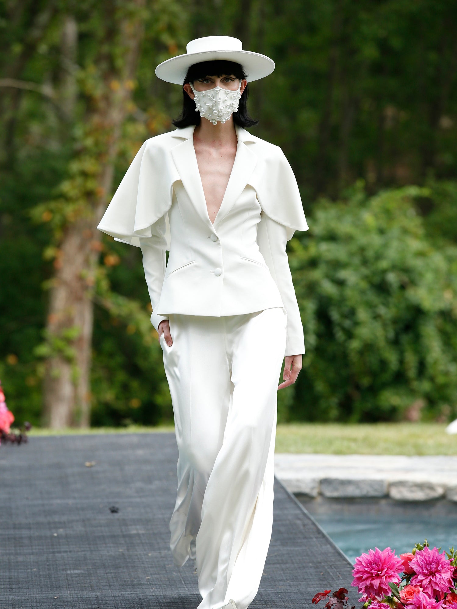 White High Waist Wide Leg Trousers