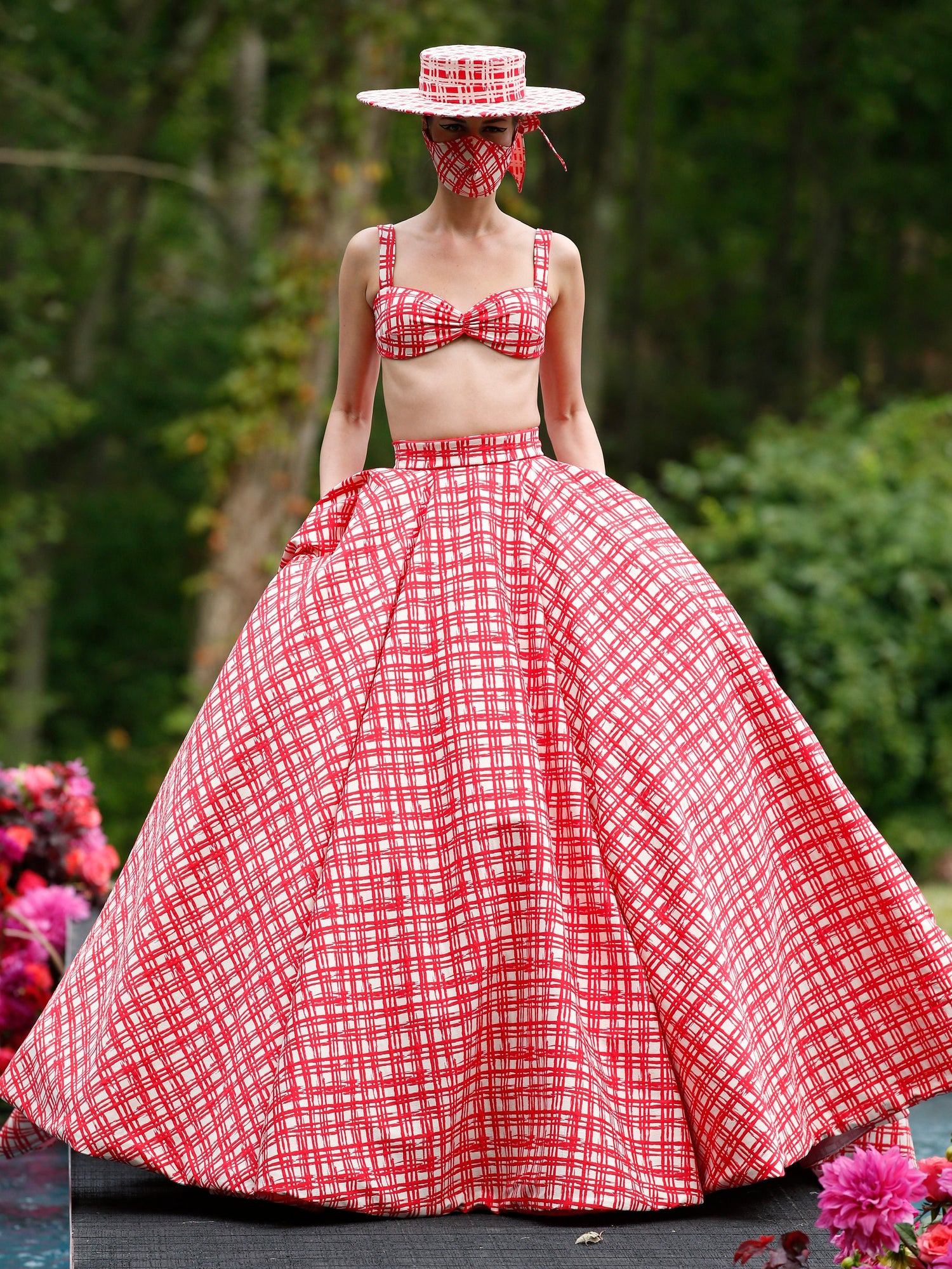 High Waist Gingham Ball Skirt
