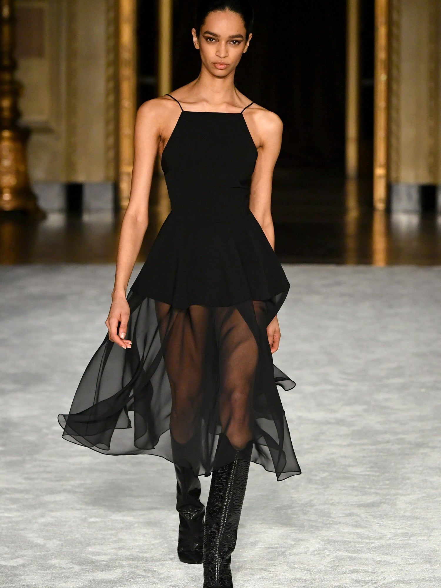 Halter Neck Combo Tea Length Dress