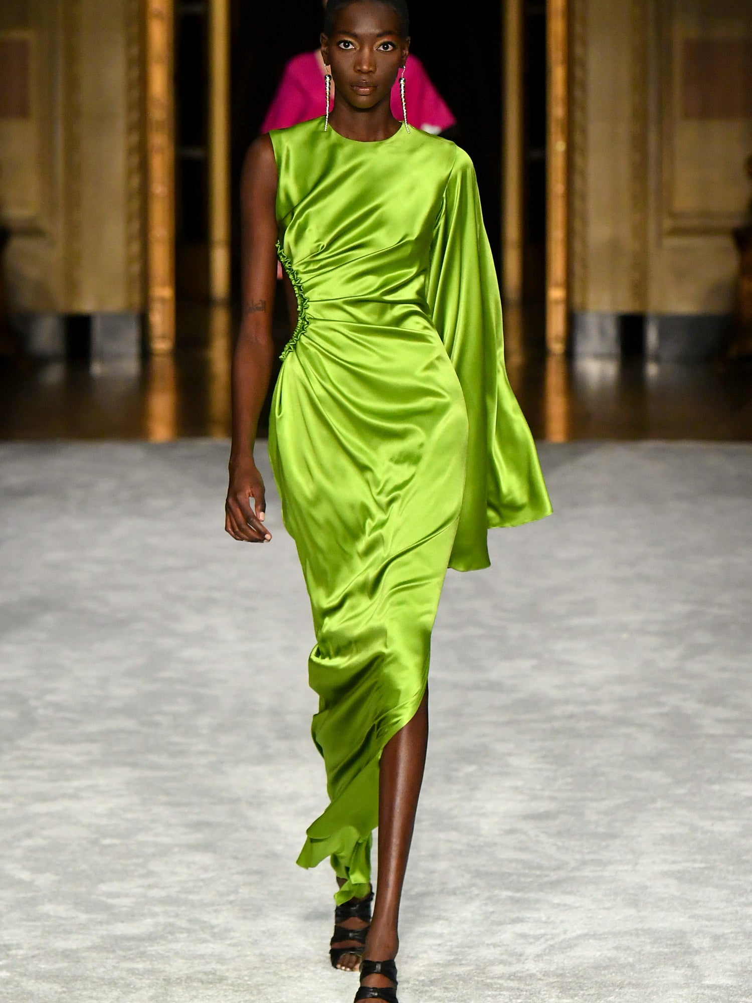 Glowing Green One Sleeved Cut-Out Gown