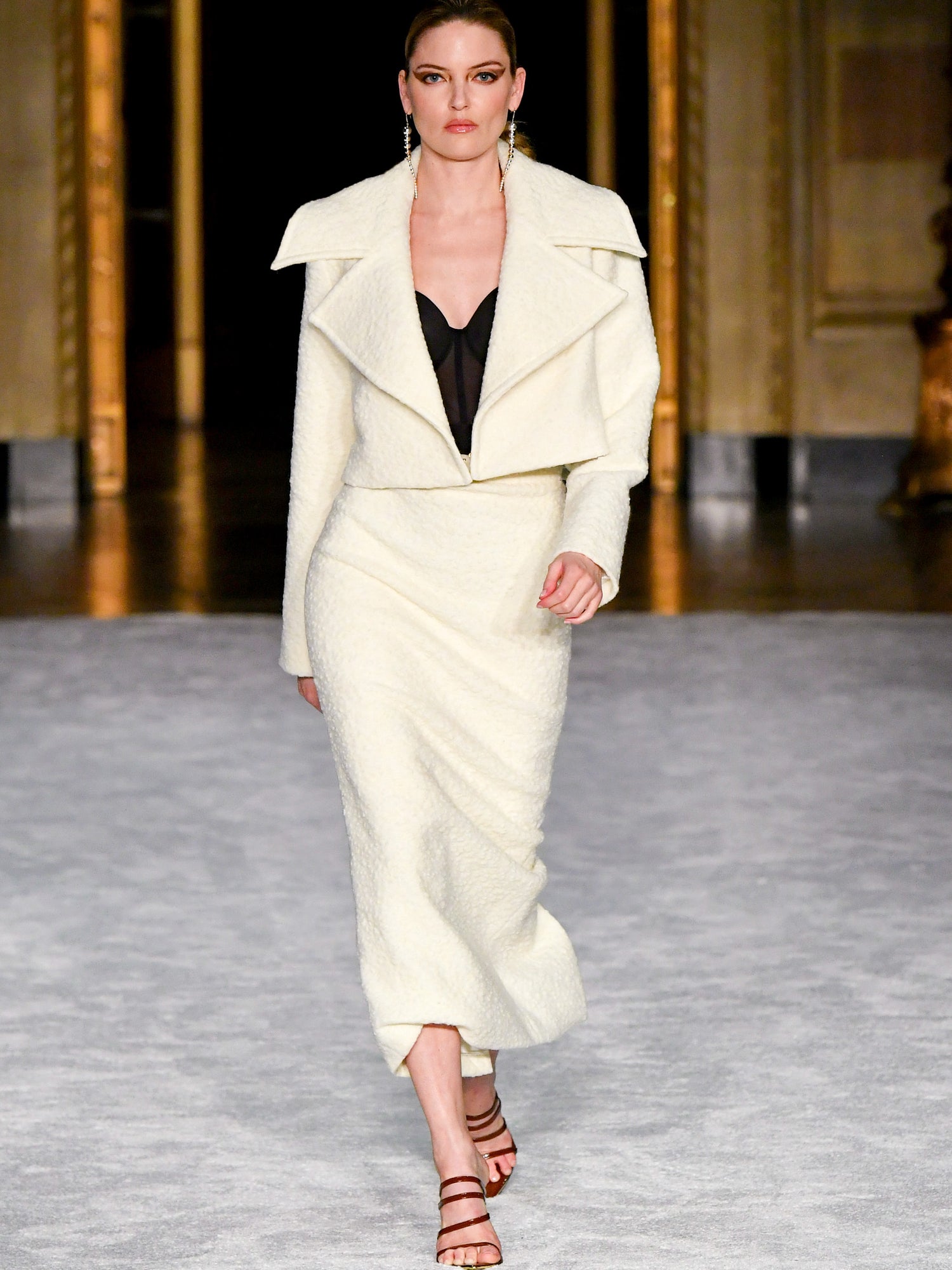 Ivory Boucle Double Lapel Blazer