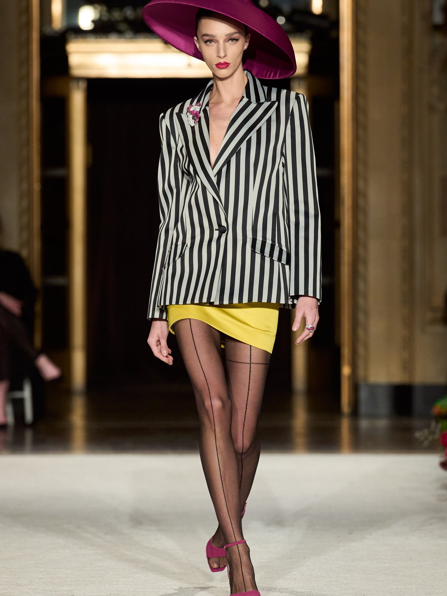 Black and White Stripe Oversized Blazer