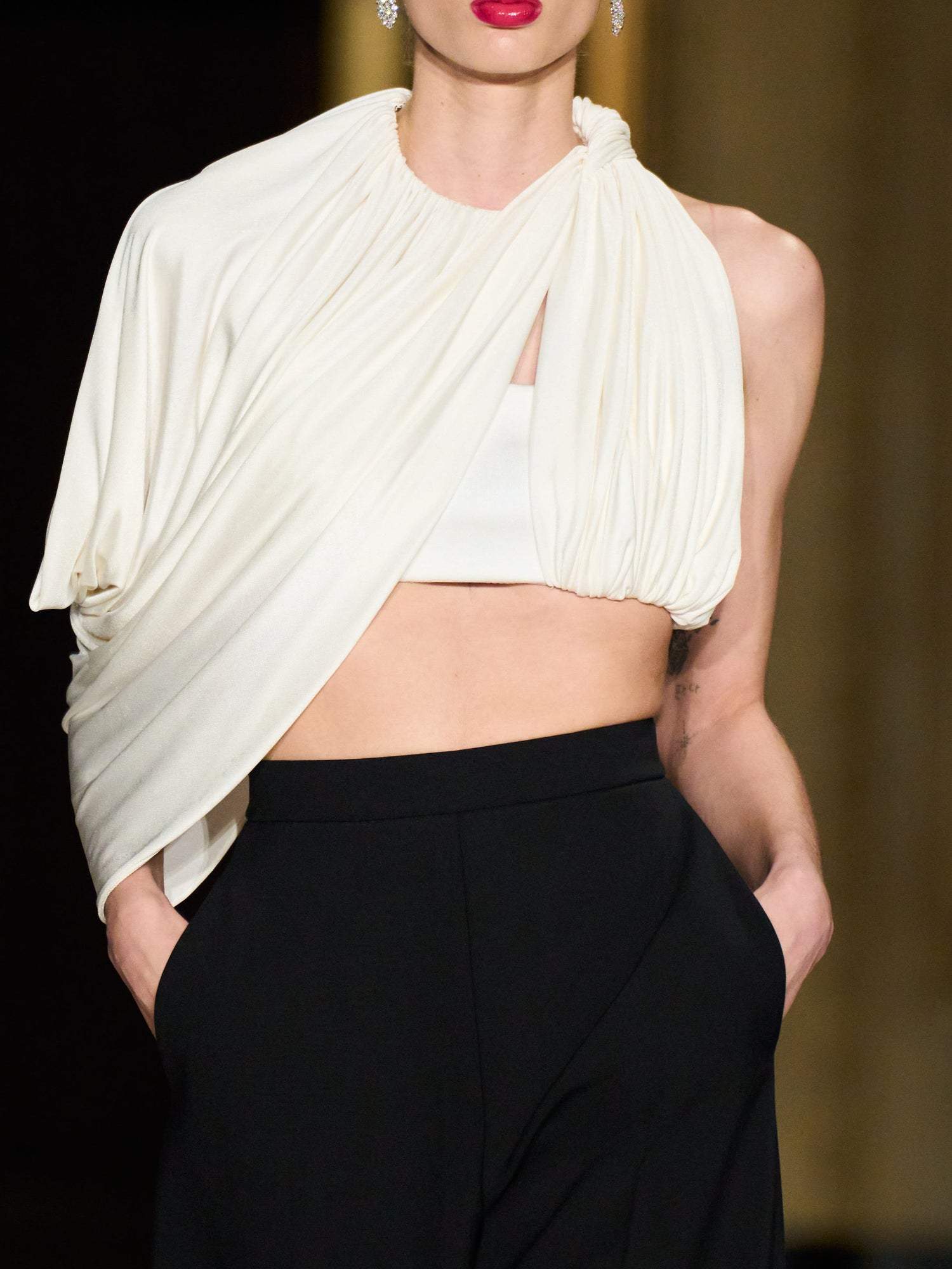 Draped Jersey Crop Top