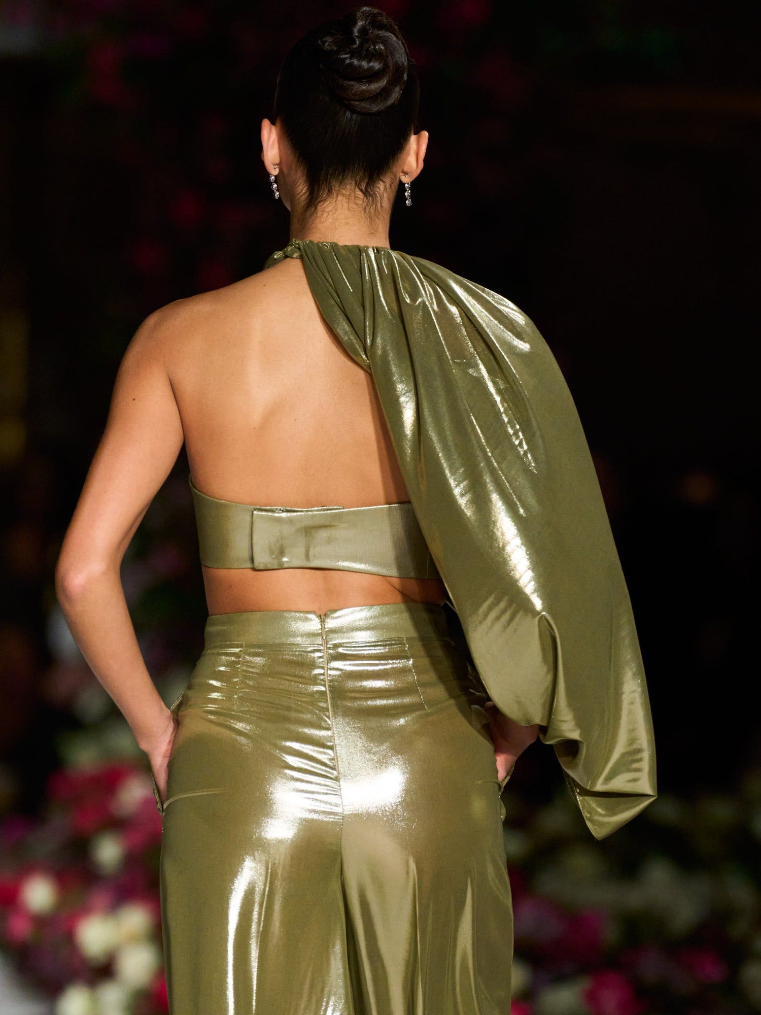 Draped Lamé Crop Top