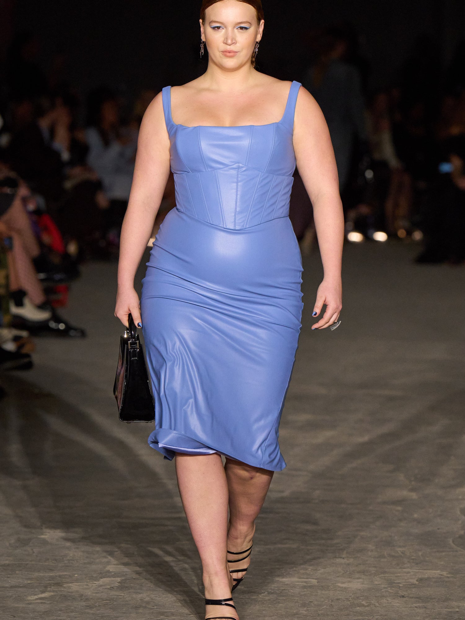 Periwinkle Vegan Leather Corset Dress