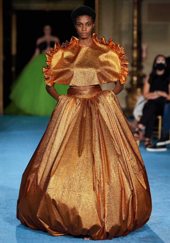 Metallic Foil Bubble Gown Skirt