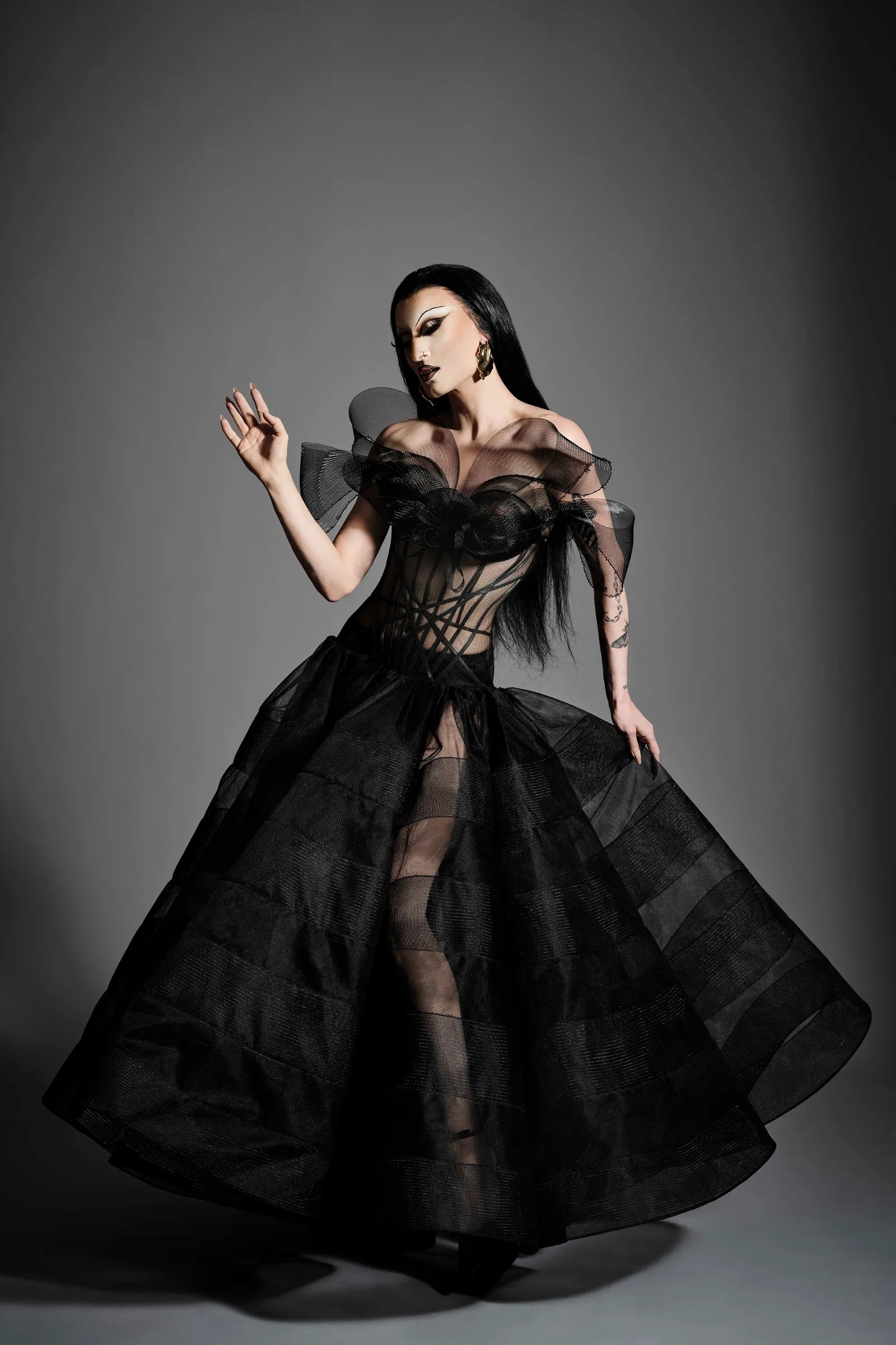 Black Corset Crinoline Gown Christian Siriano