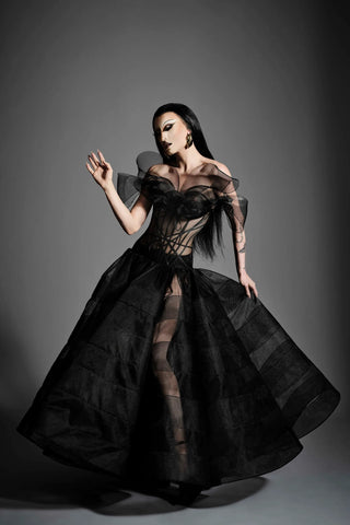 Black Corset Crinoline Gown