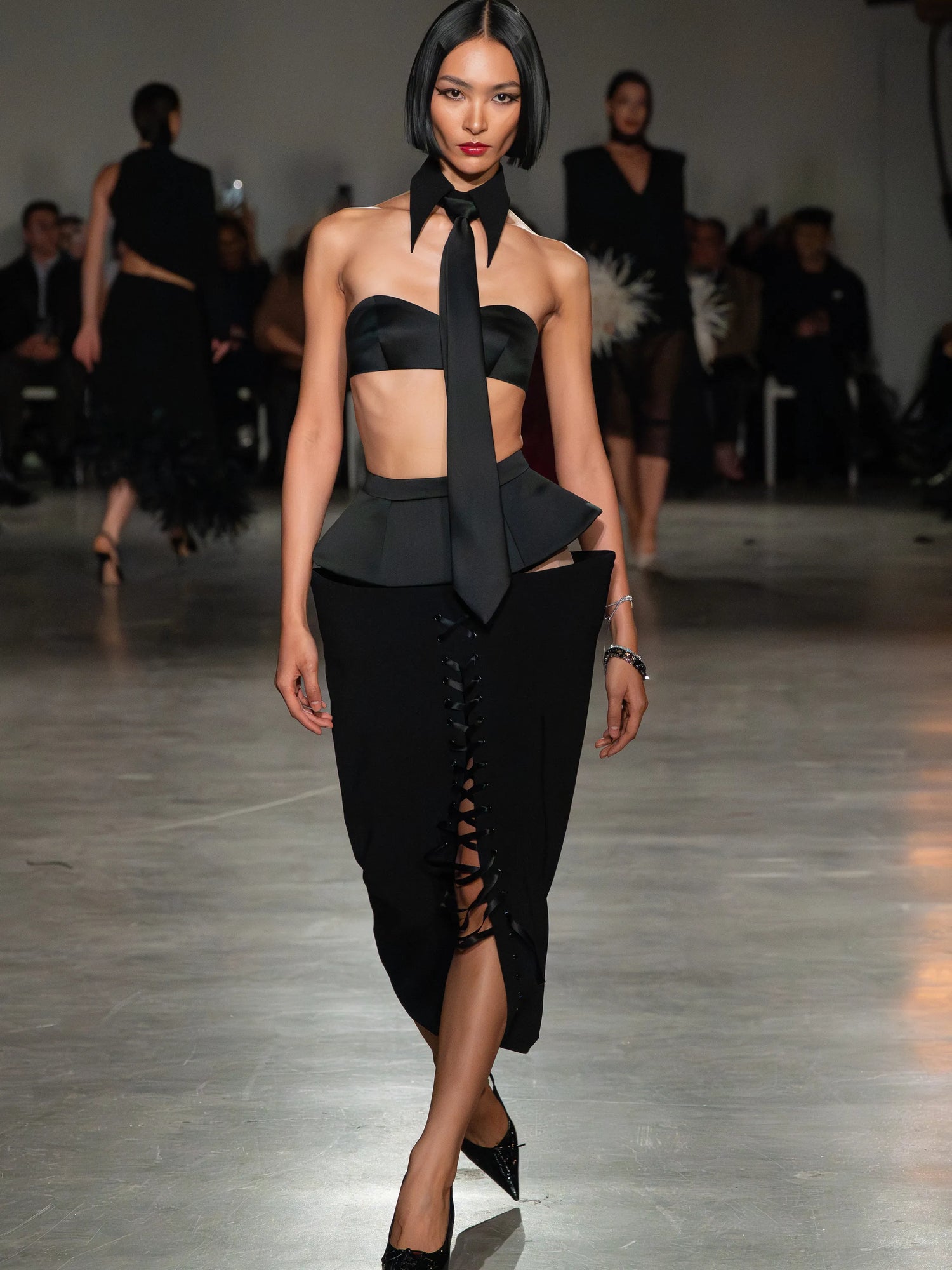 Black Bra Top with Collar & Tie