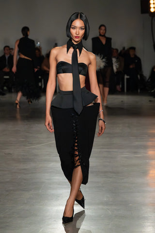 Black Bra Top with Collar & Tie