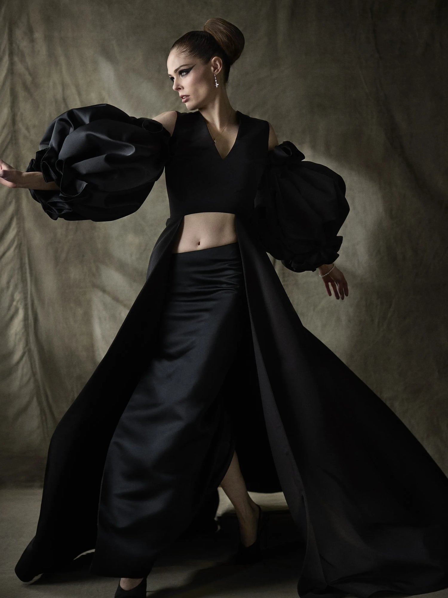 Black Satin Column Skirt