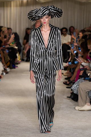Black and White Stripe Liquid Organza Blazer