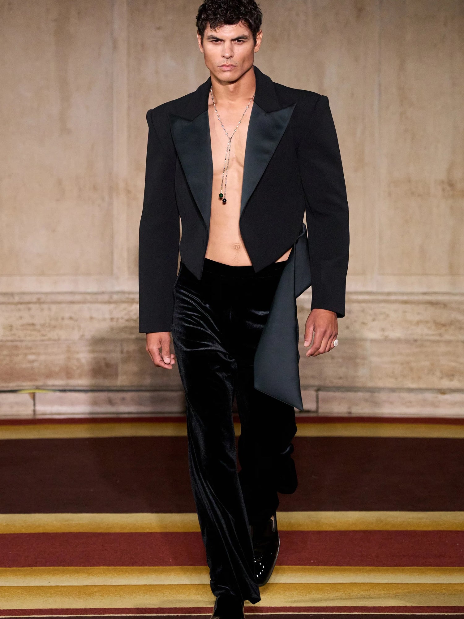 Satin Side Drape Tuxedo Blazer