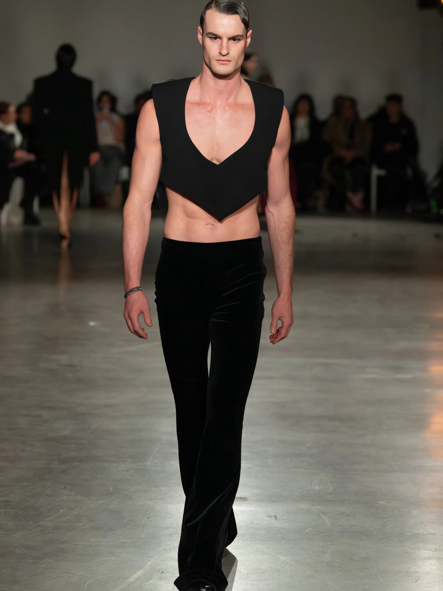 Black Cropped Vest with Back Detail