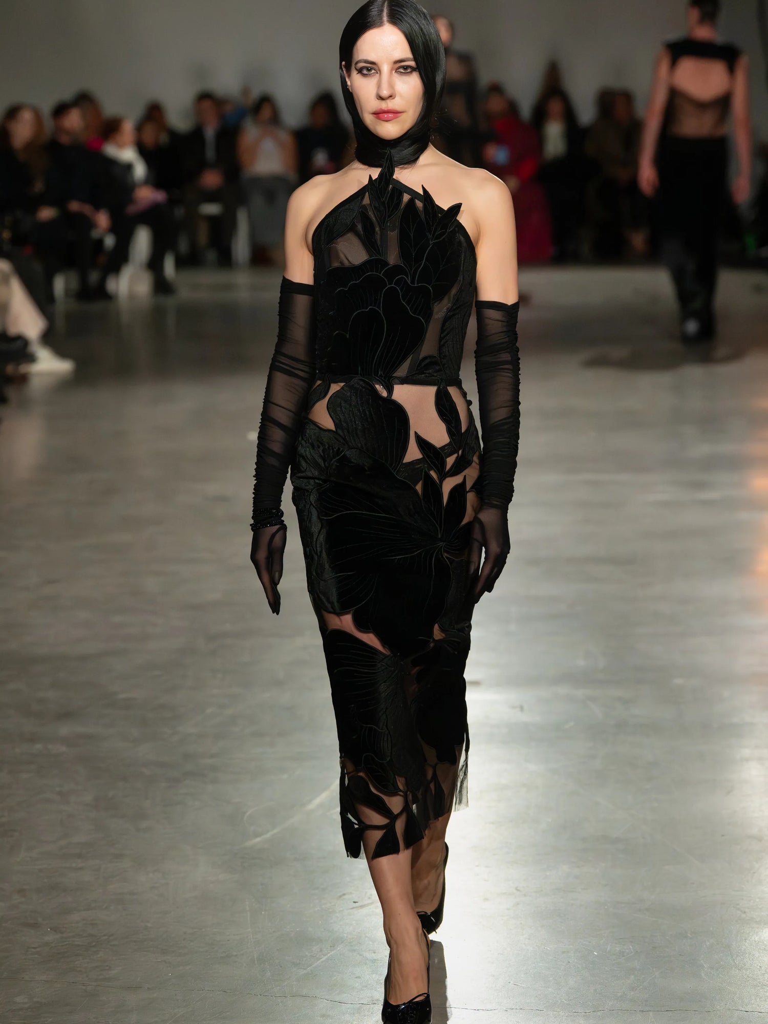 Burnout Velvet Diamond Point Dress