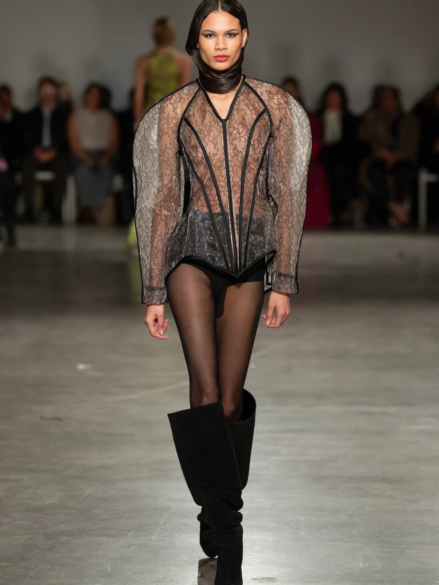 Sheer Structured Lace Blazer