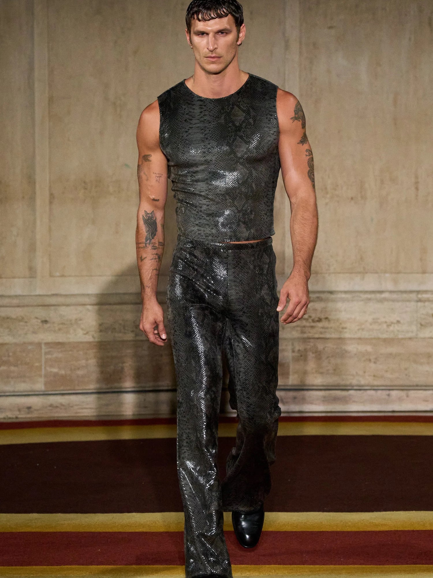 Textured Flare Trousers