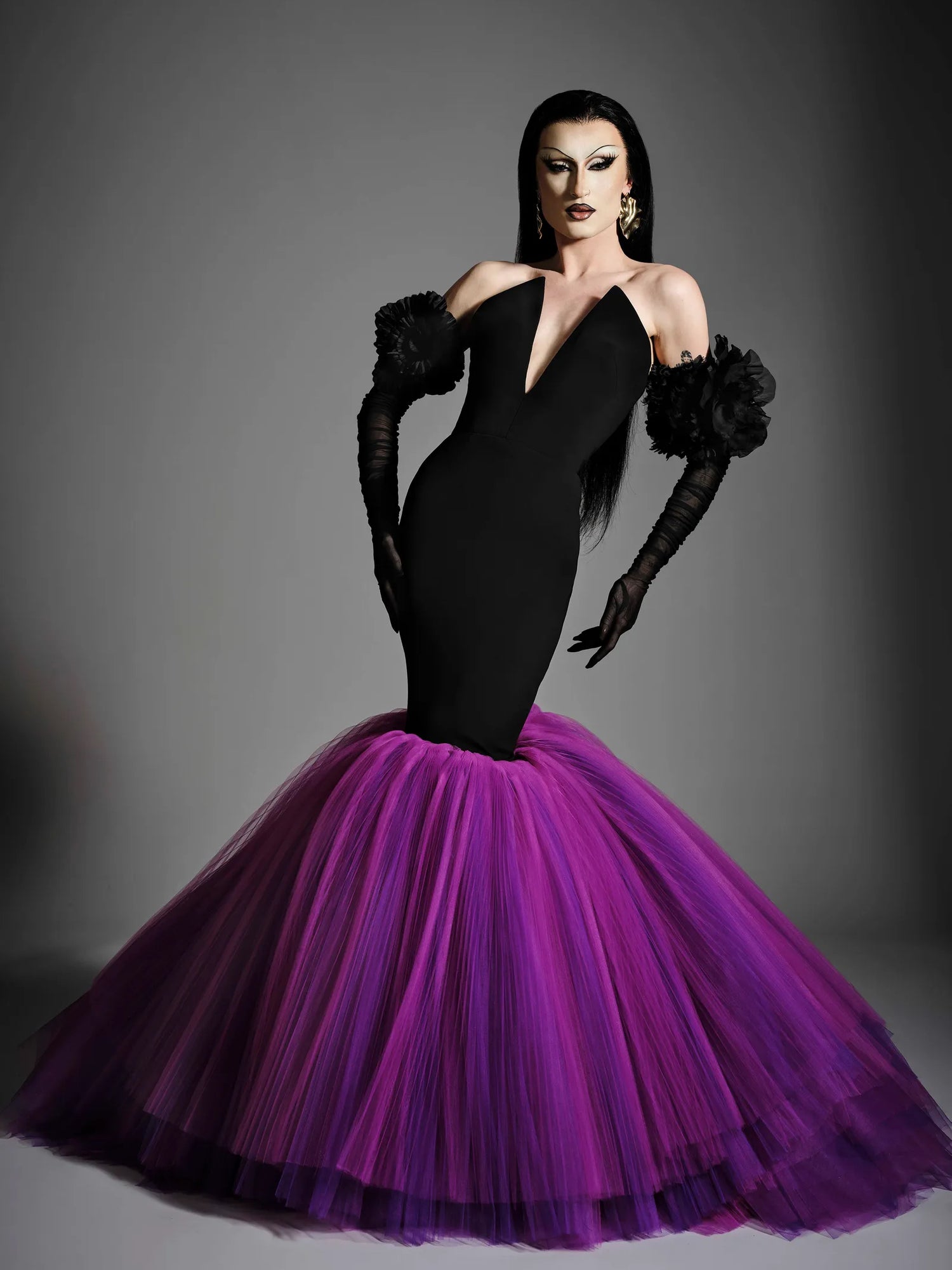 Strapless V Pleated Tulle Mermaid Gown | Christian Siriano Strapless V Pleated Tulle Mermaid Gown | Christian Siriano