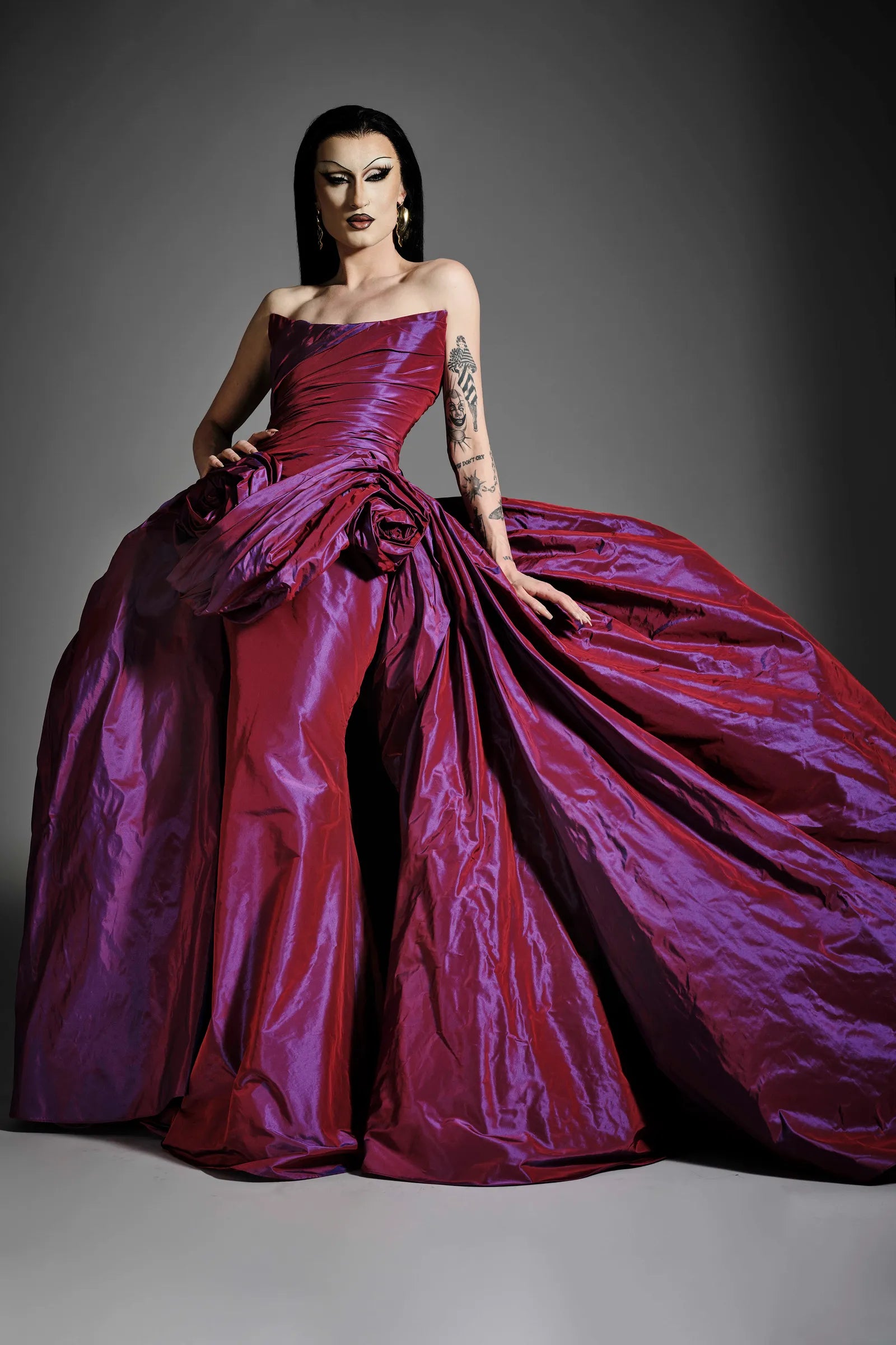 Iridescent Taffeta Column Gown with Bubble Train | Christian Siriano Iridescent Taffeta Column Gown with Bubble Train | Christian Siriano