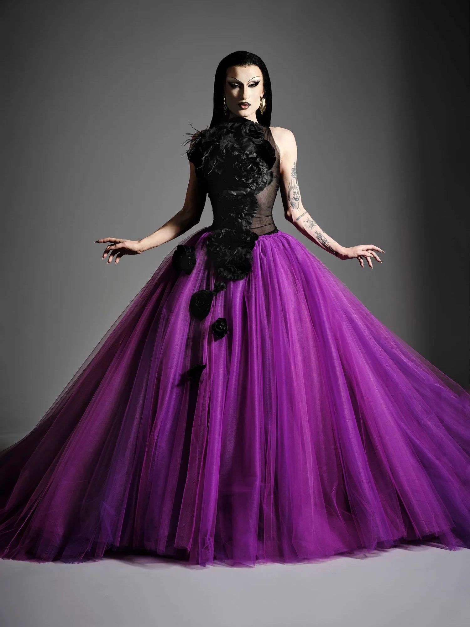Floral and Mesh Pleated Tulle Ball Gown | Christian Siriano Floral and Mesh Pleated Tulle Ball Gown | Christian Siriano
