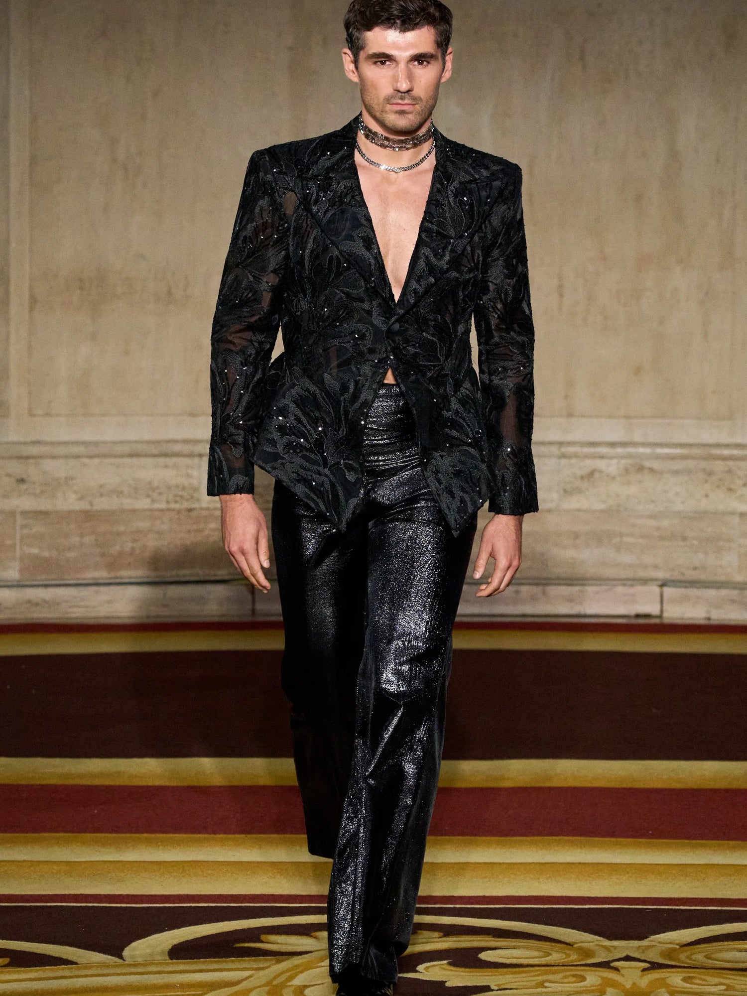 Metallic Flare Trouser