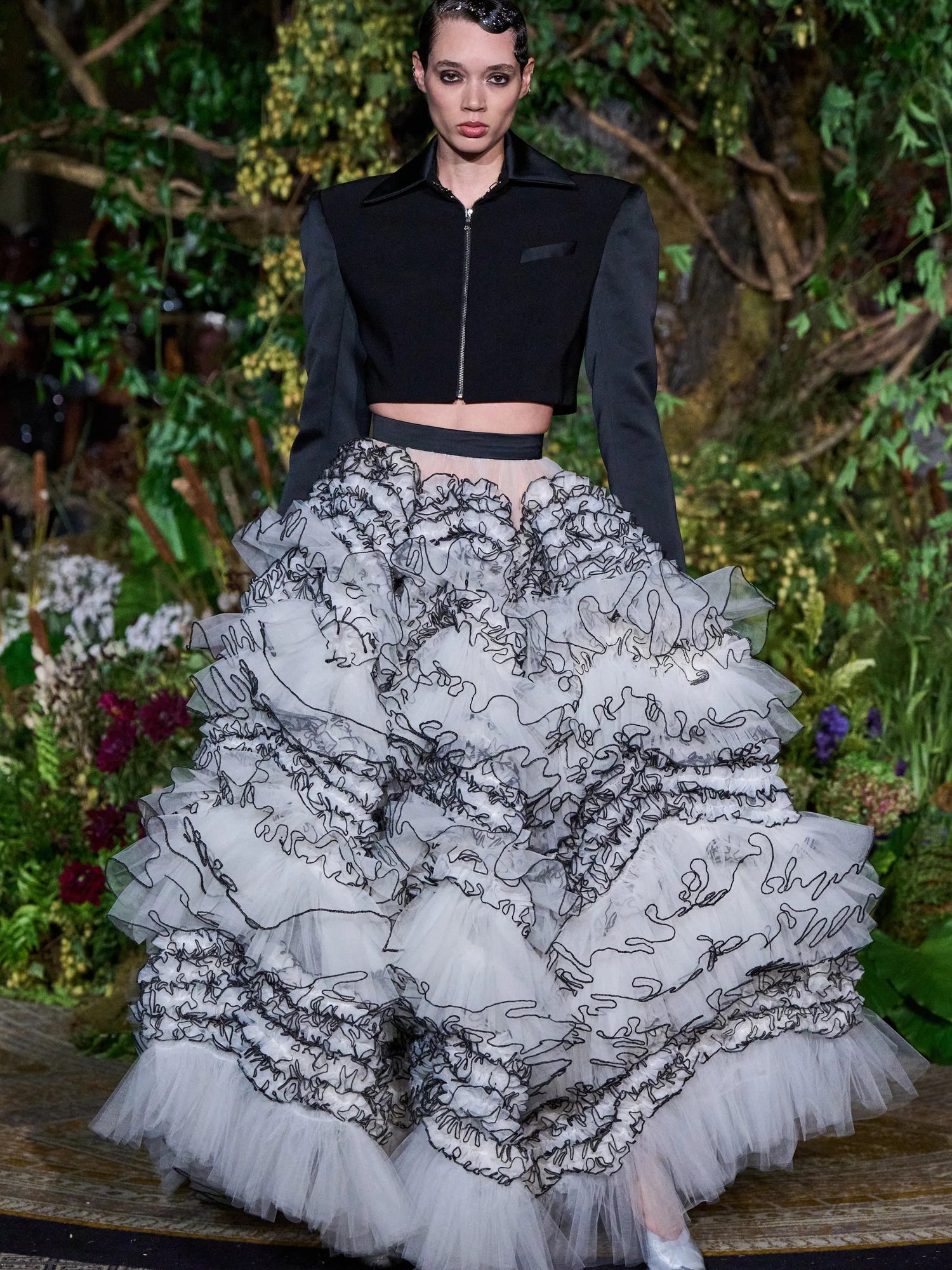WHITE & BLACK LAYERED TULLE BALL SKIRT | Christian Siriano WHITE & BLACK LAYERED TULLE BALL SKIRT | Christian Siriano
