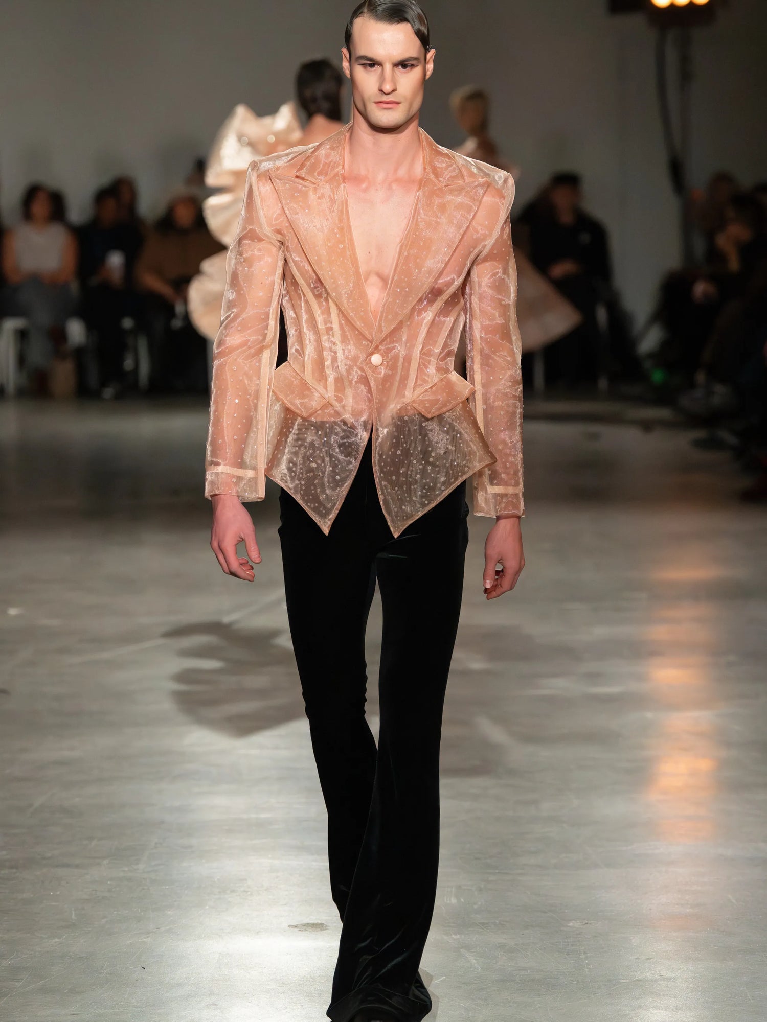 Blush Crystal Mesh Blazer