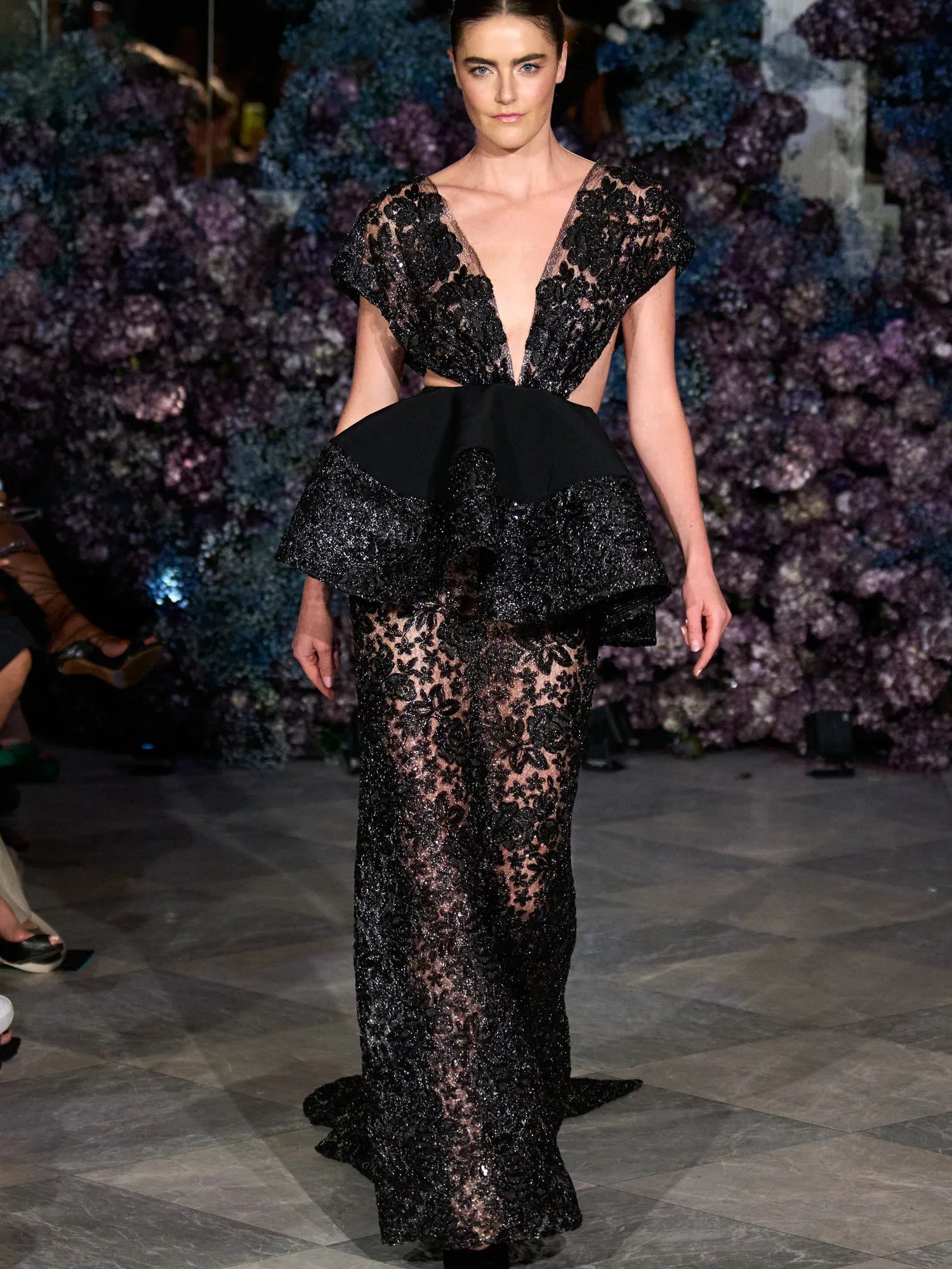 Floral Lace Peplum Gown Christian Siriano - Main Image