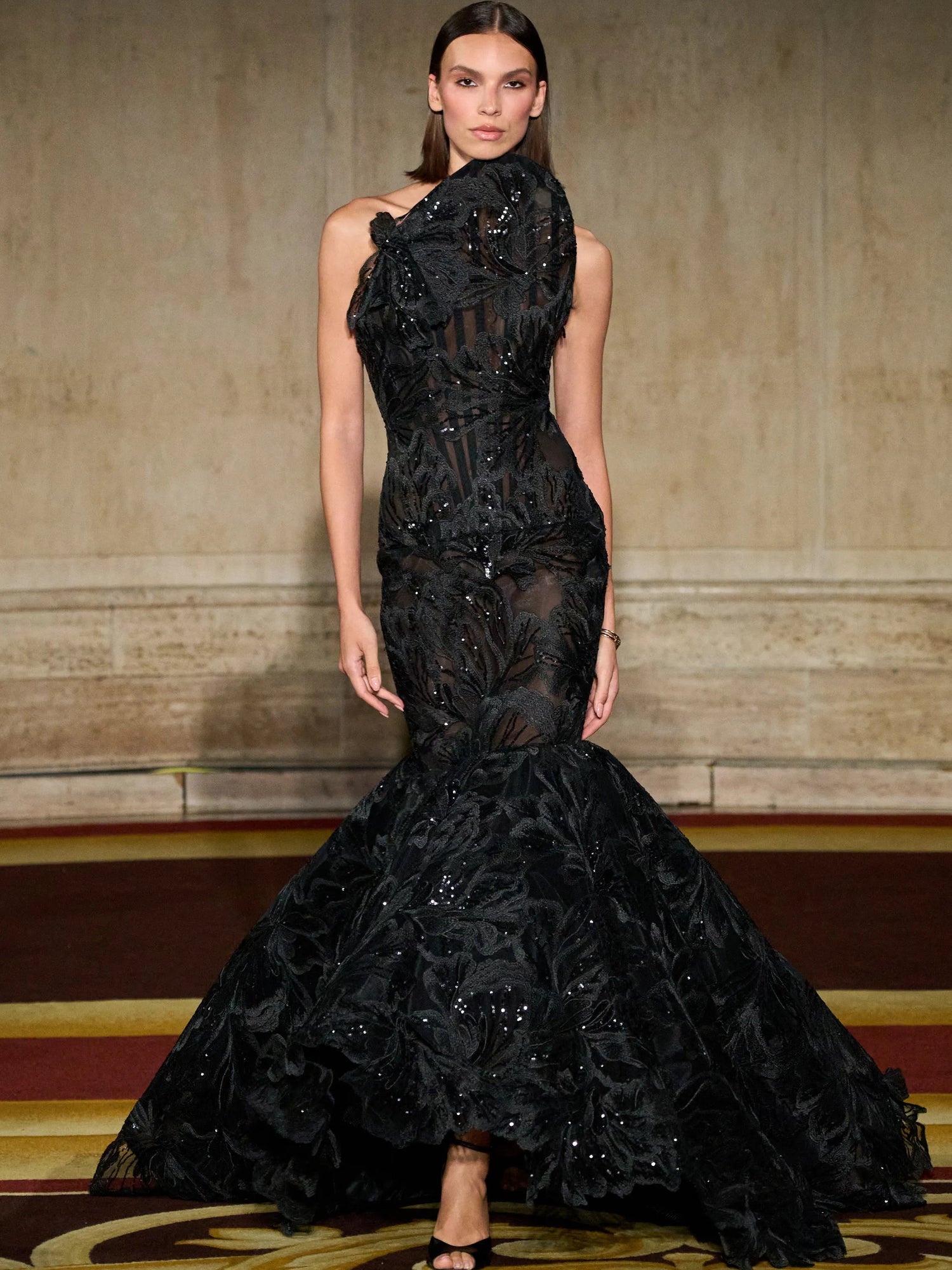 Rounded Asymmetric Structured Mermaid Gown